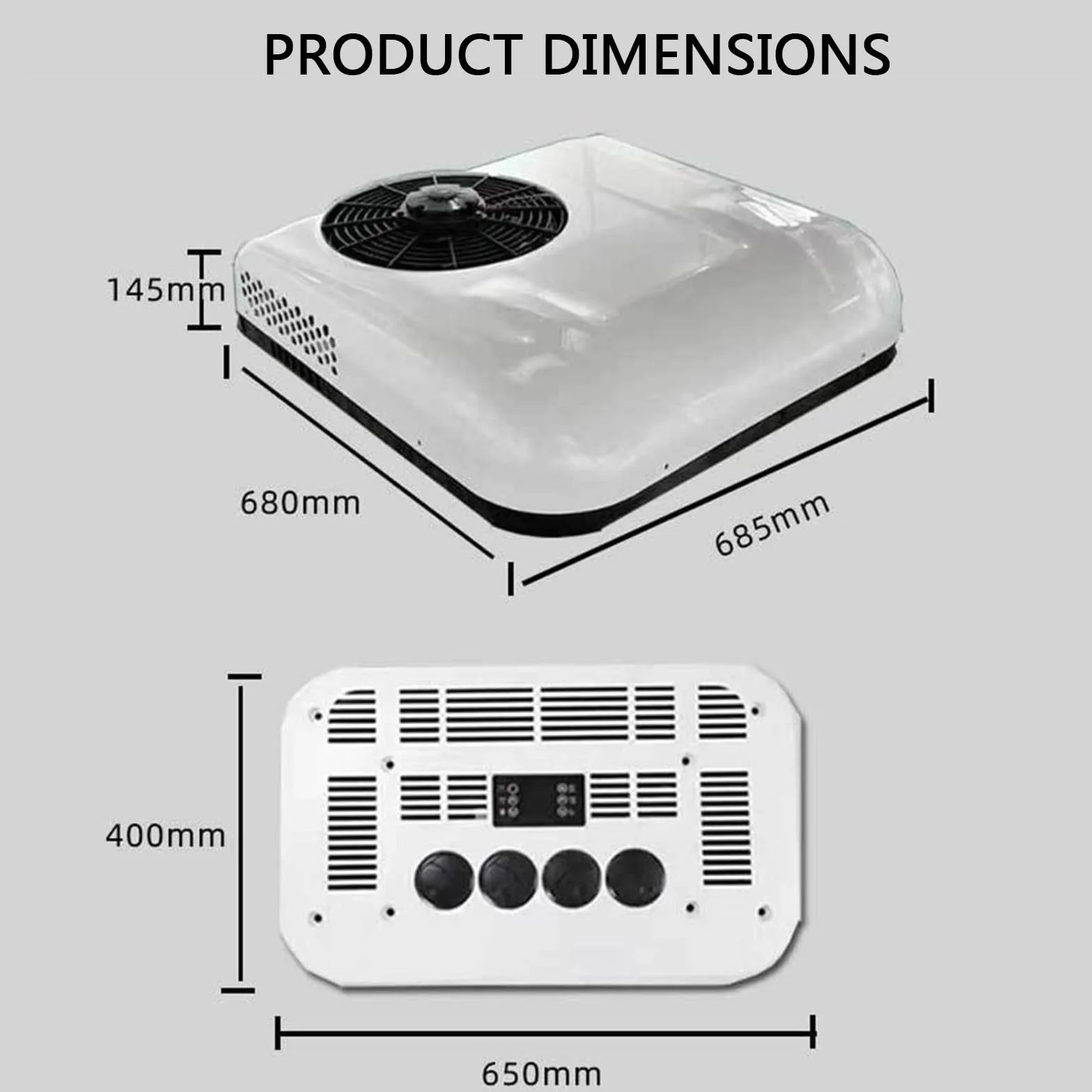 12V/24V DC RV Aire Acondicionado Aparcamiento Cool Rooftop Unidad Blanco 24V