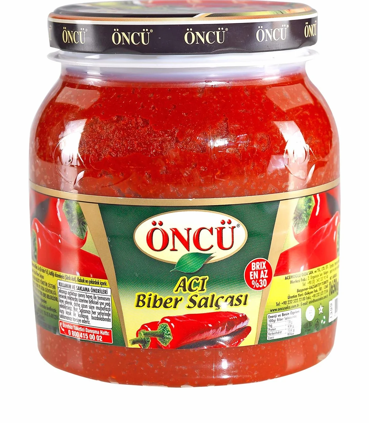 Öncü Acı Biber Salçası Pasta de pimiento picante 1650 g
