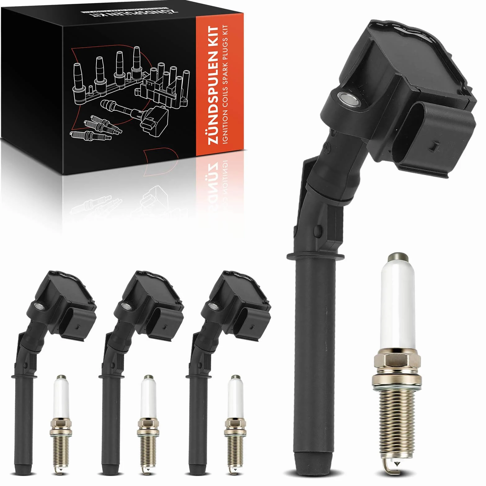 Frankberg 4 bobinas de encendido + 4 módulos de encendido de bujías | 224332935R, 2244800Q0J; Compatible con: Dokker MPV KE, Duster HM, Caja/MPV Dokker Express, Lodgy JS