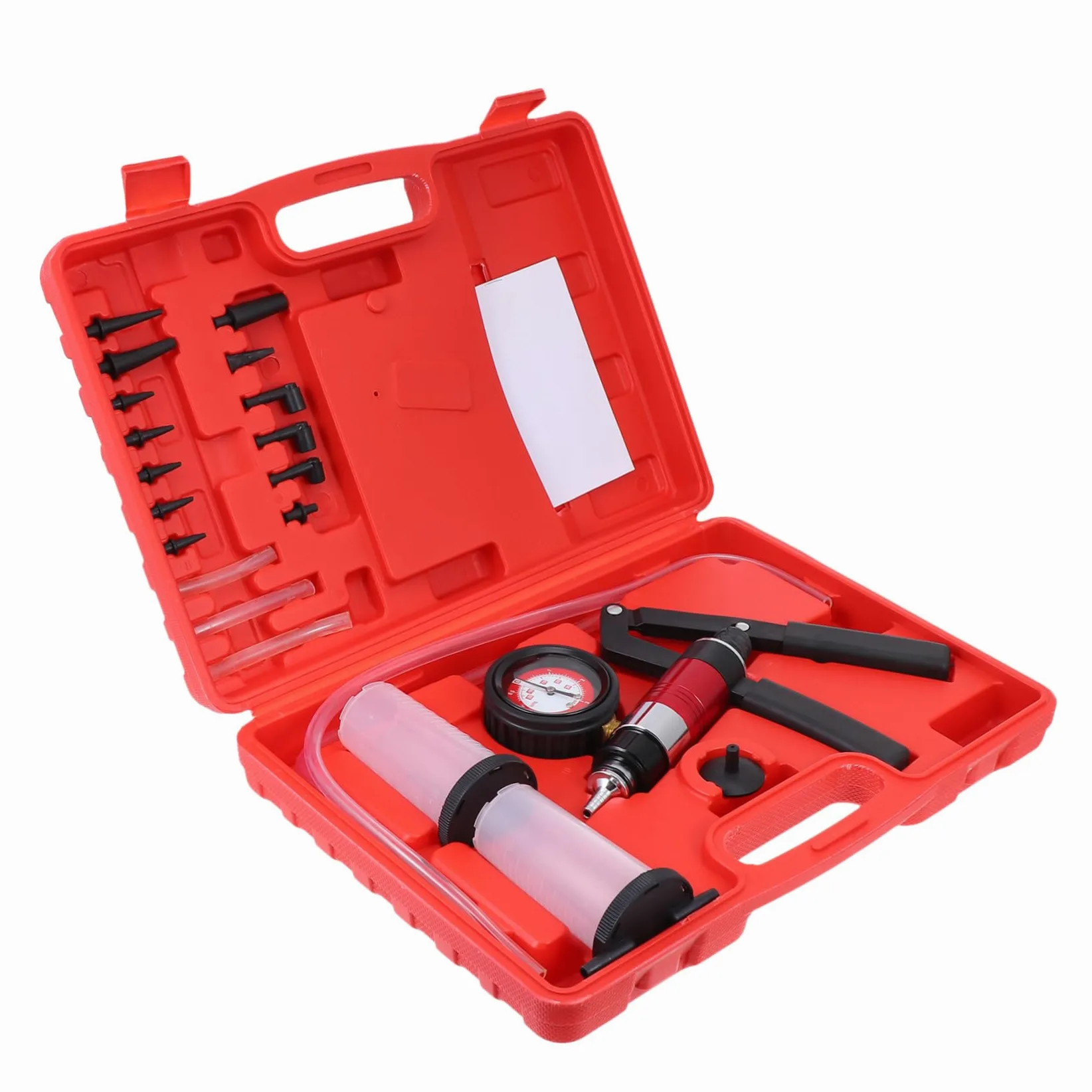 Alipis Kit de Purga de Frenos para Coche Bomba de Vacío Manual, Sellado Excelente y Fácil de Transportar, Incluye Adaptadores y Estuche Duradero para Uso en Casa o Negocio
