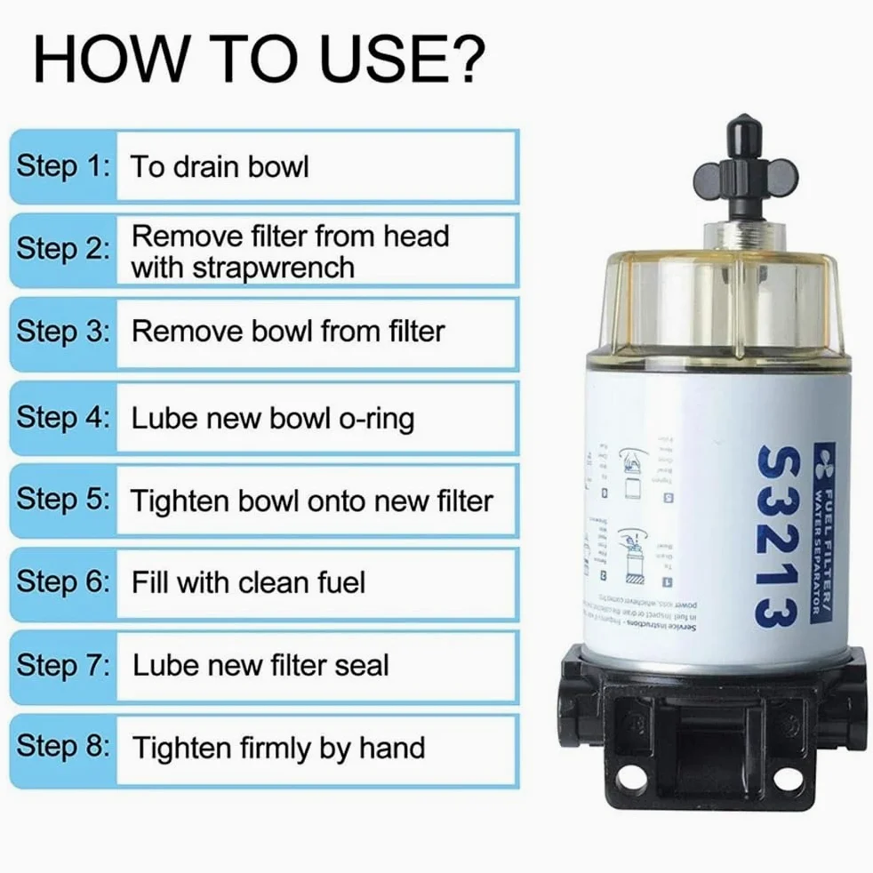 filtro de combustible Filtro diesel del coche S3213 apto para Mercury Fit para Quicksilver OMC Marine Engine Boat Kit de filtro de 10 micras(ASSEMBLY)