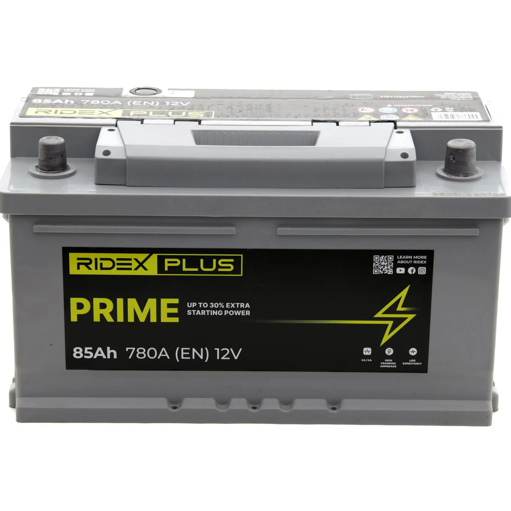 RIDEX PLUS 1S0027P Prime Batería Coche 85Ah 780A 12V B13 DIN/ISO LB4 Baterías de Arranque de 80Ah 75Ah 70Ah Compatible con FORD Fiesta Mk6 Hatchback CB1, CCN, JA8, JR8 MONDEO IV Turnier BA7, AUDI, VW