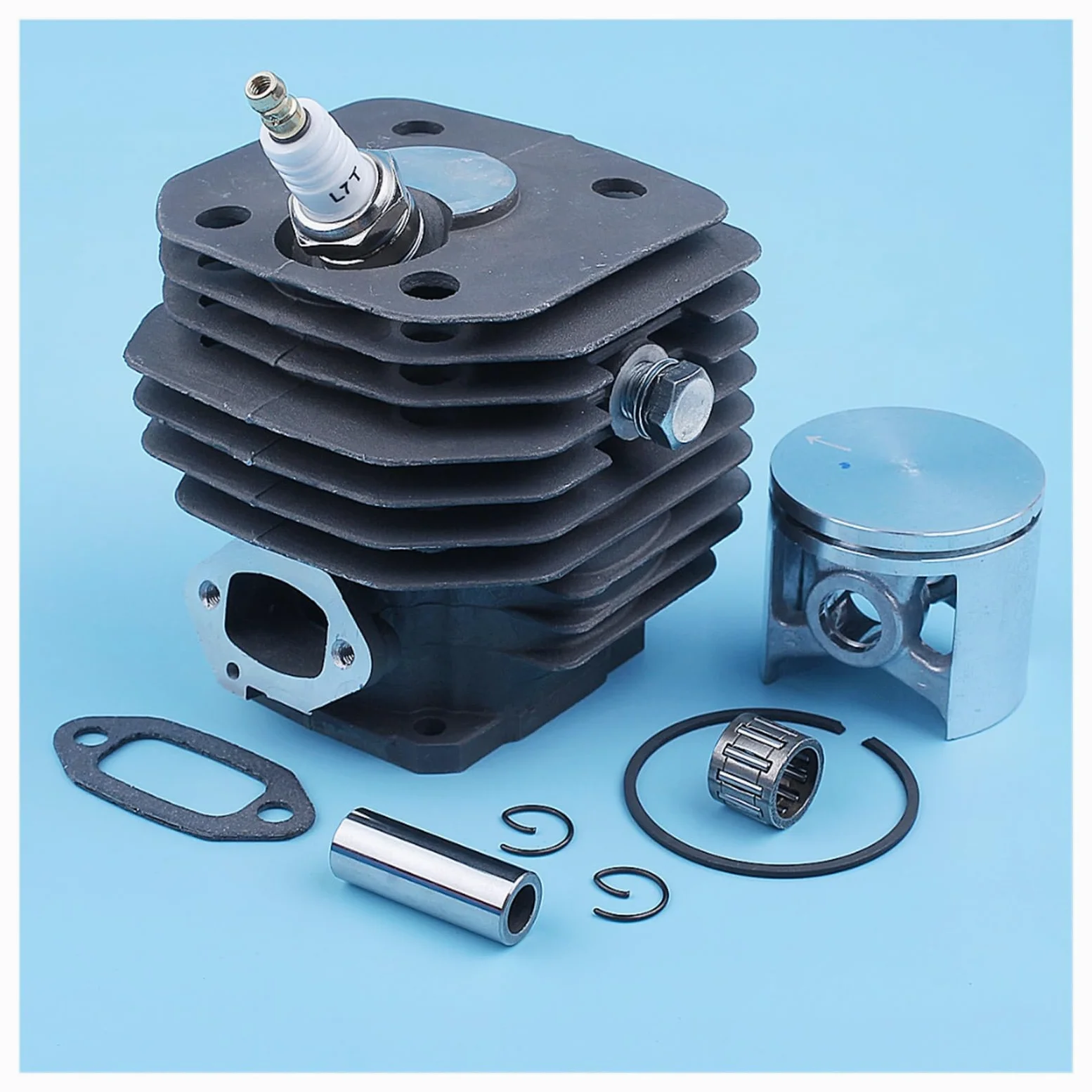 Pistón de Cilindro de 48mm, Kit de cojinete de Pasador de 12mm for Husqvarna 262XP 262 261, Piezas de Repuesto de Junta de Escape recubierta de Motosierra