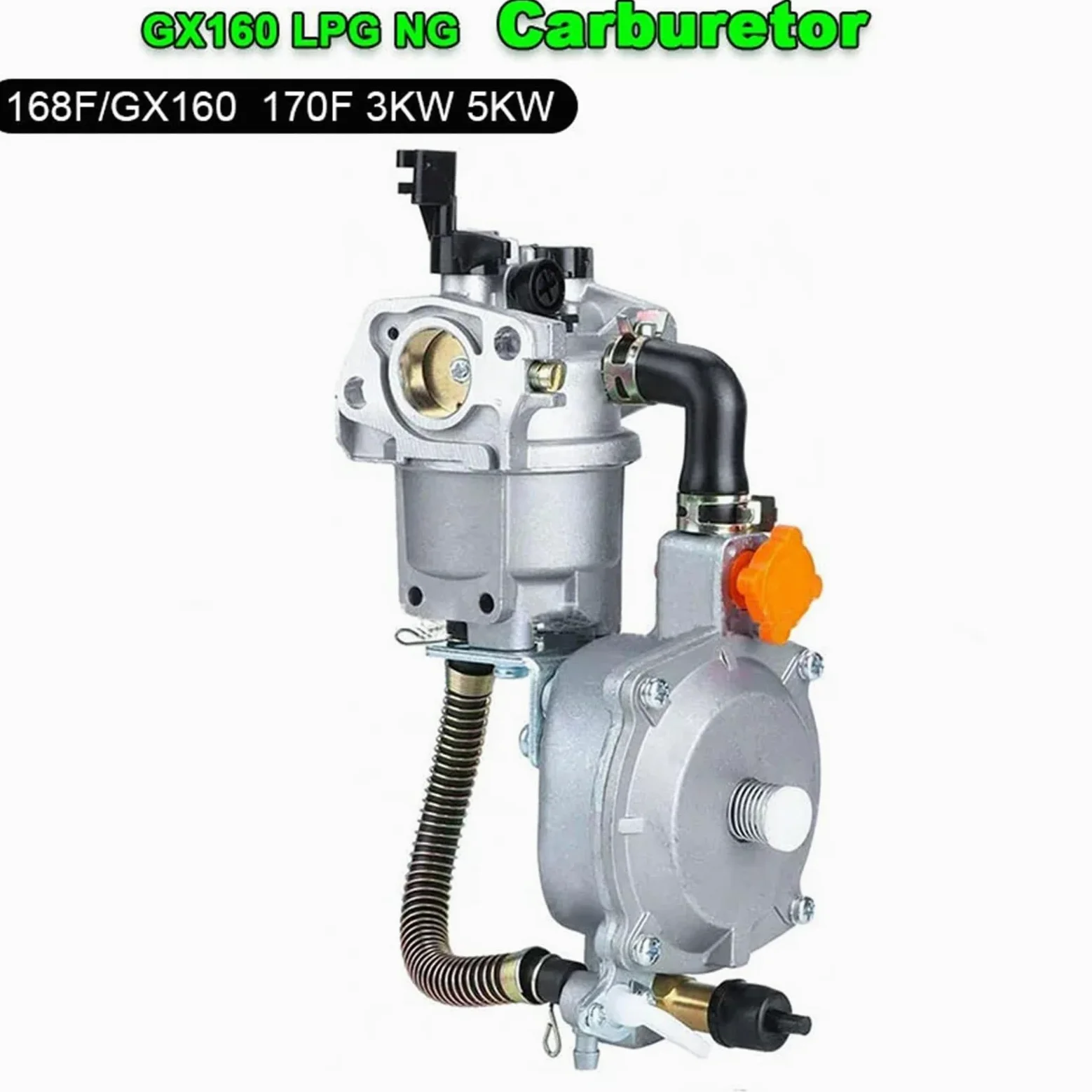 Kit de carburador Kit de conversión carburador Combustible Dual para Motor GLP/NG, Compatible con motosierras GX160, GX200, 168F, 170F, 3KW y 5KW, cortadoras césped Filtro de Gasolina