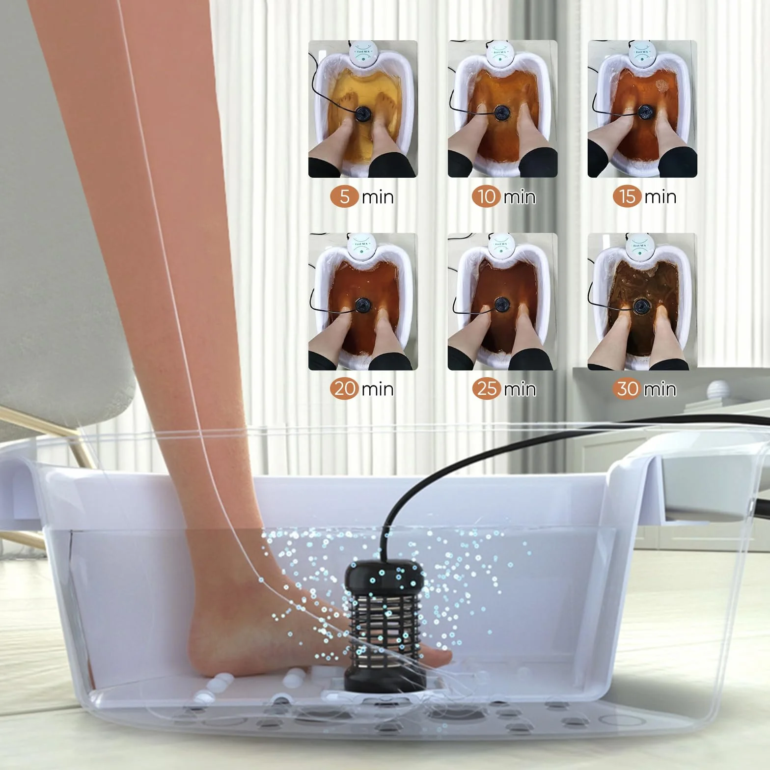 Spa Iónico para Pies Baño de Pies Detox Máquina Portátil de Limpieza por Electrólisis Blanco