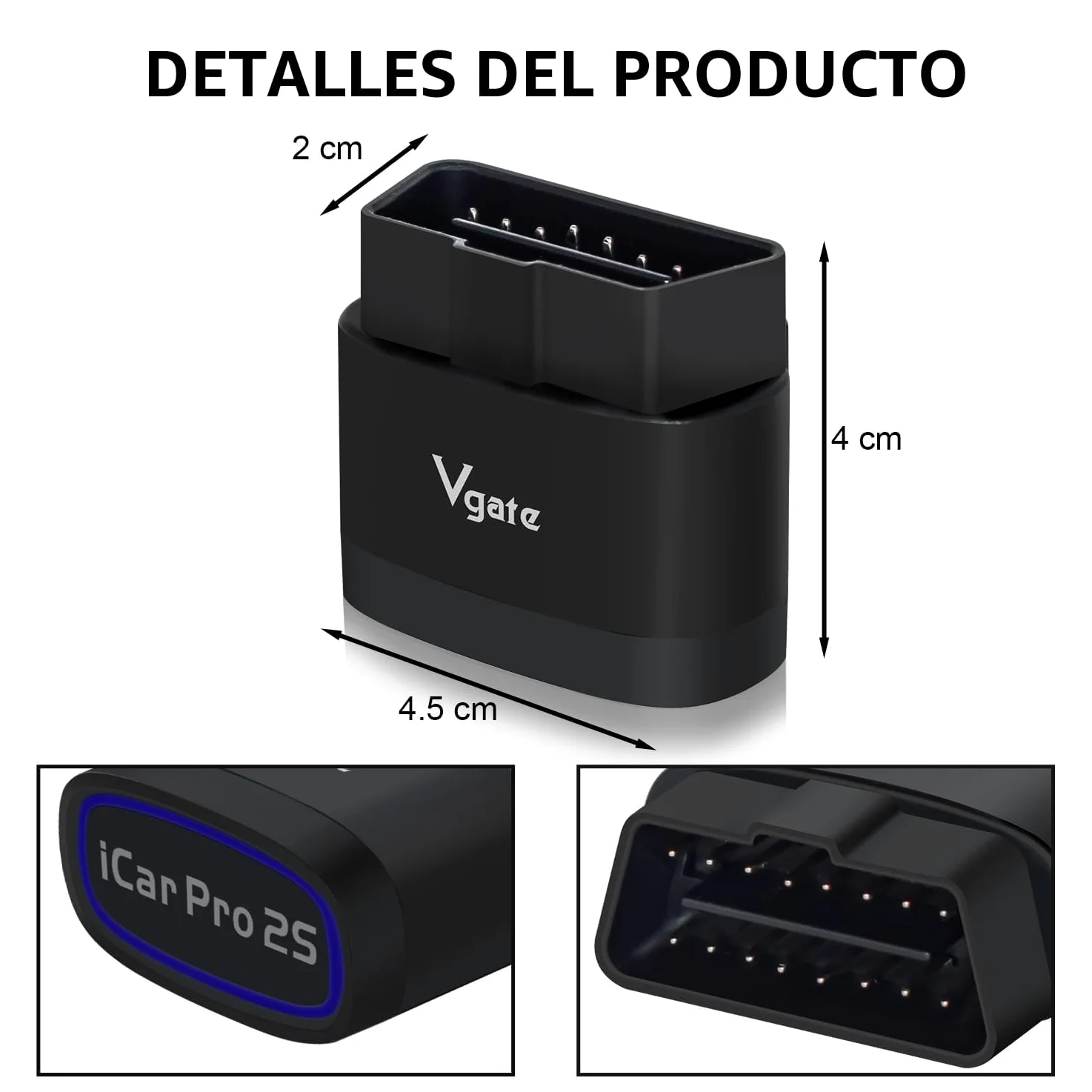 Vgate iCar Pro 2S Bluetooth Herramienta de diagnóstico OBD2 para iOS, Android y Windows Herramienta de escaneado para vehículos eléctricos e híbridos