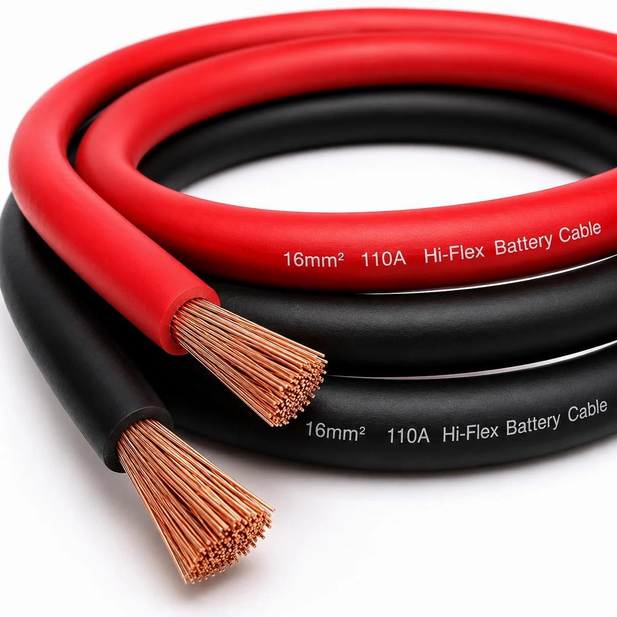 MKGT Cable de batería de 16 mm², rojo y negro, cable flexible de PVC de cobre puro de 110 A para automoción, motor de arranque, inversor, batería de ocio y aplicaciones de soldadura (juego rojo +