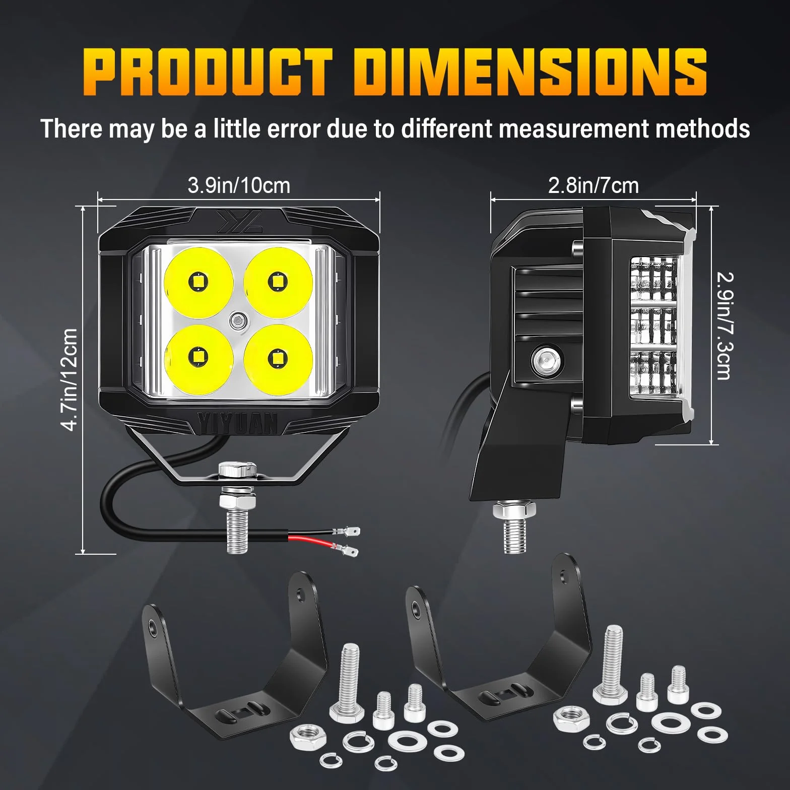 PICAA Foco de trabajo LED, 2PCS 4 pulgadas 35W LED Luz de inundación Tractor,3 lados brillan,12V-24V 6000K blanca Focos LED para Tractores Luz de Niebla Coche,SUV, UTV, ATV, Off-road,Camión,Moto