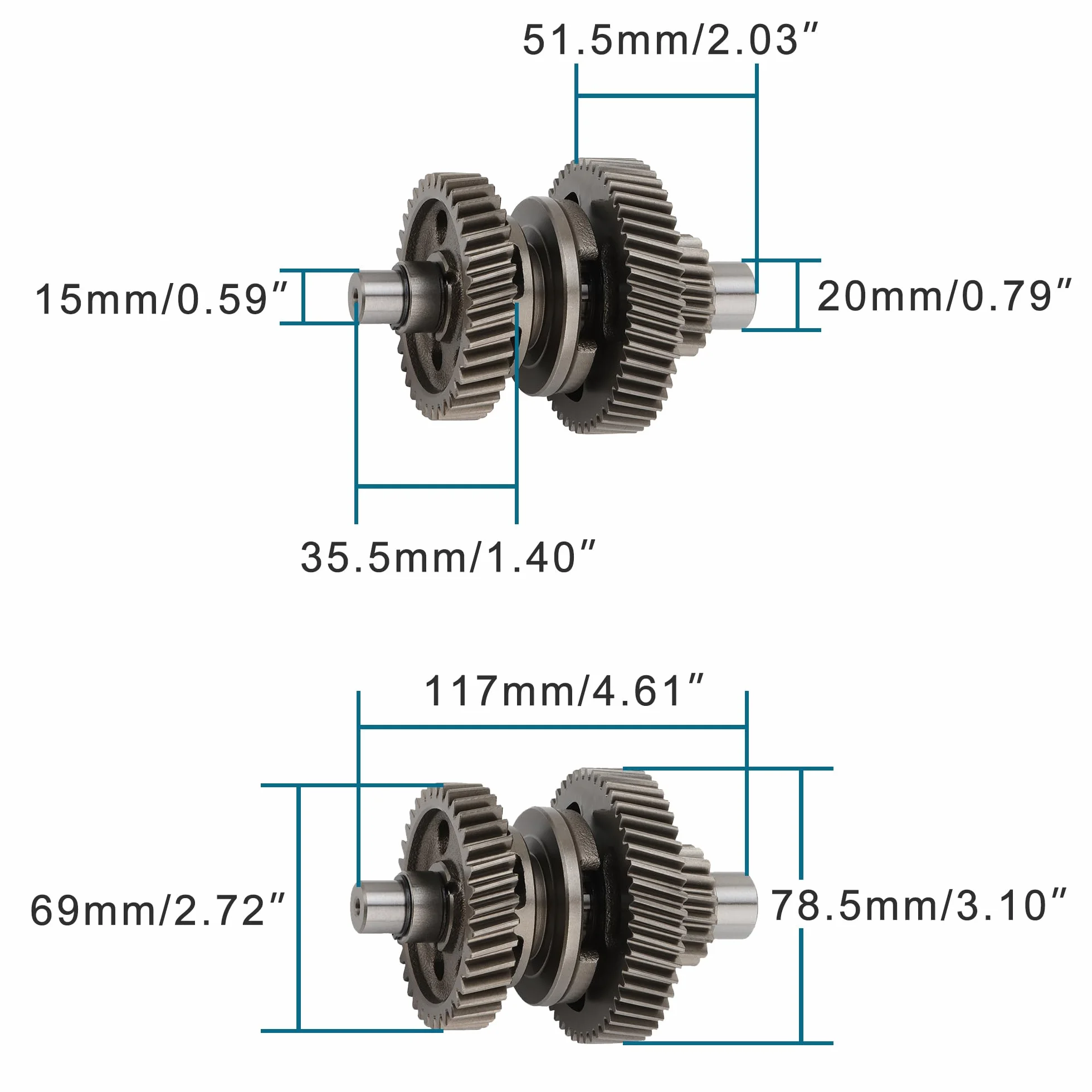 GOOFIT Engranaje de Transmisión del Motor 17T, Eje de Engranaje Intermedio Secundario de la Caja Externa Reemplazo para Gy6 ATV 200 200cc AU200 LX200M CVT LC162FMK E 200 ATV Go Kart