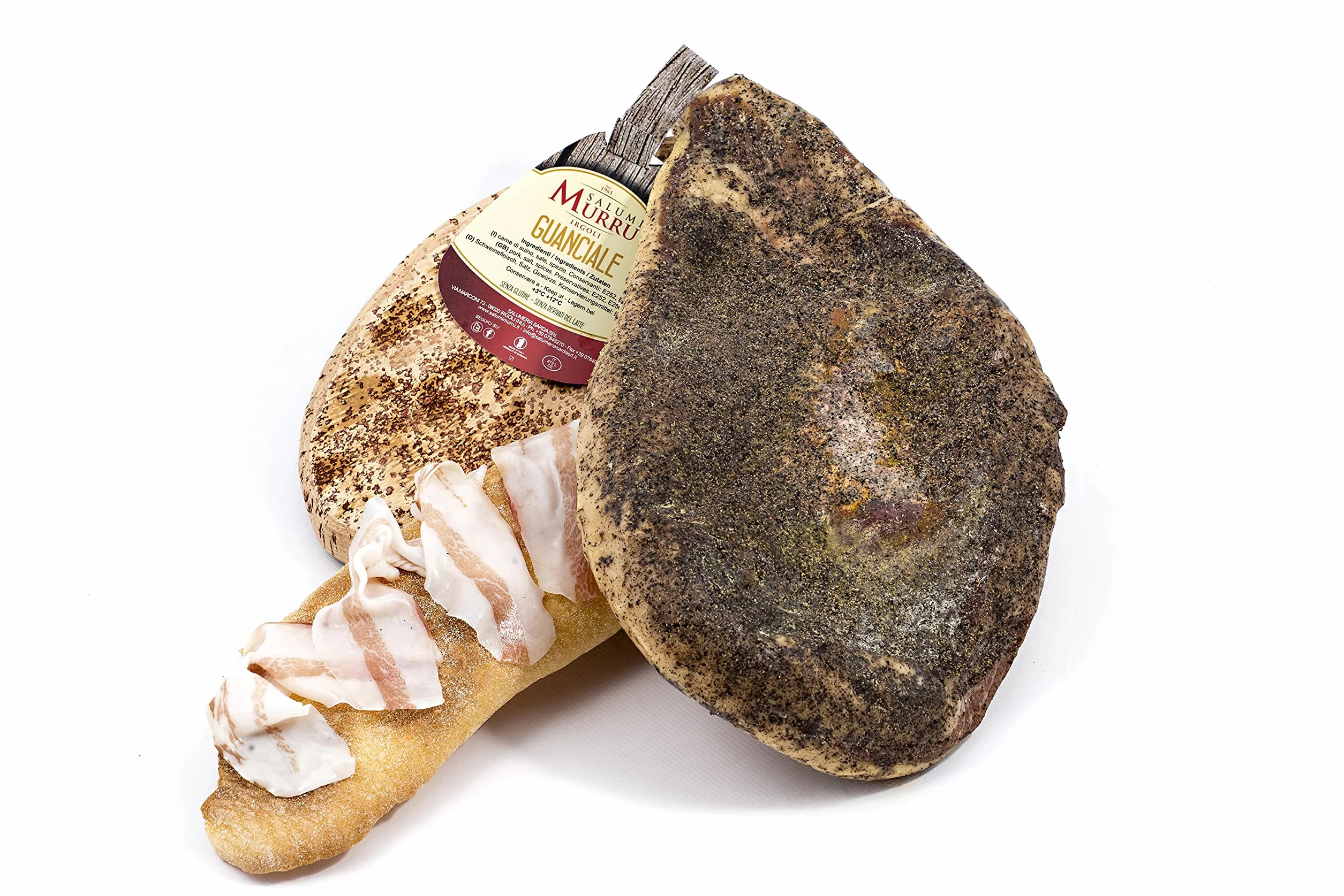 Guanciale Mejilla de cerdo sazonada con pimienta negra 4 lonchas 300 gr