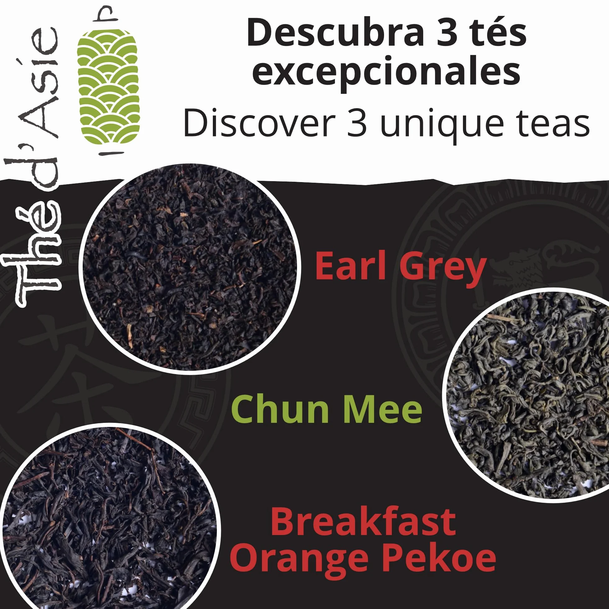 Set de 3 Tés Desayuno - Earl Grey, Chun Mee & Breakfast OP - 3 x 20 Bolsitas de Té Orgánicos - Caja de Regalo