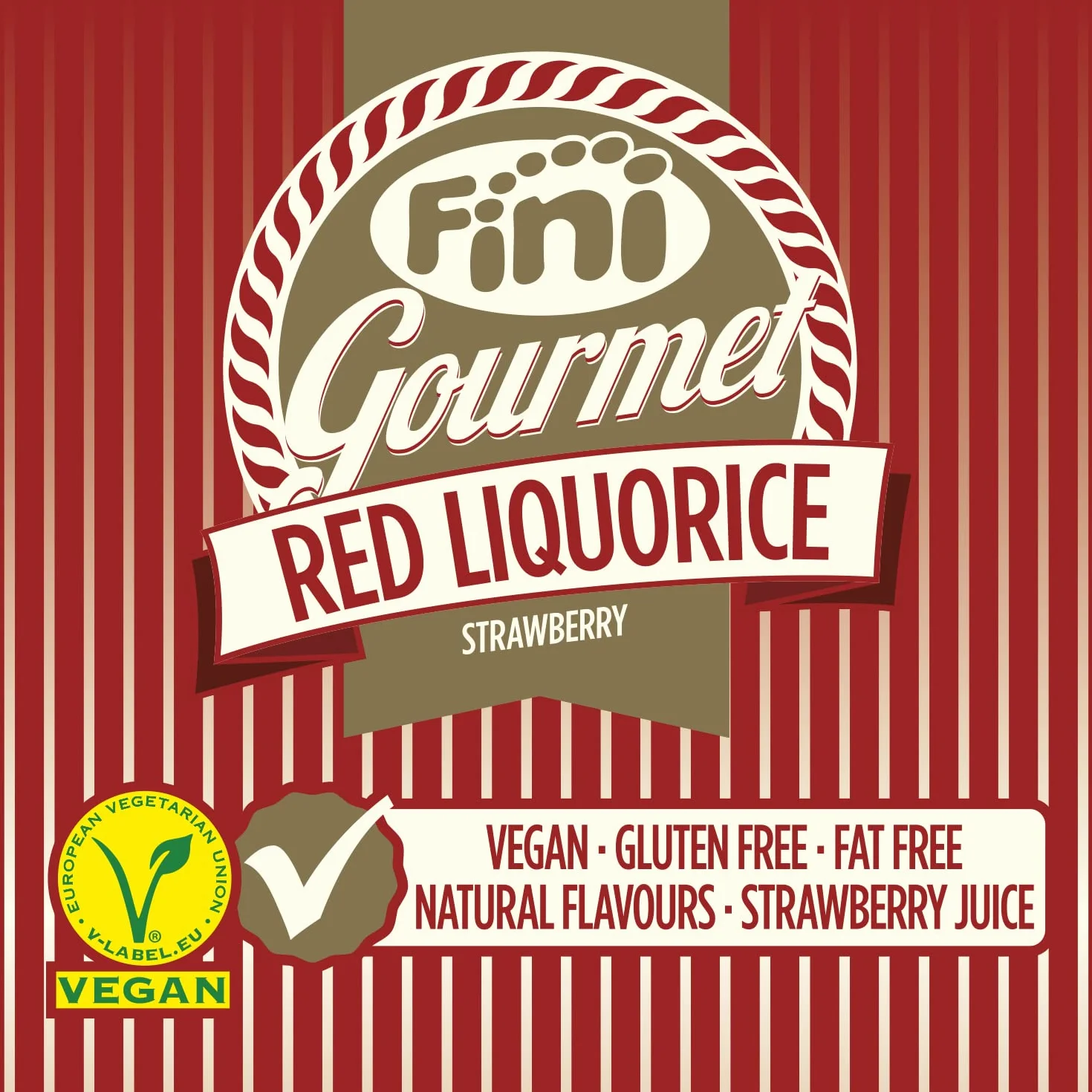 Fini Regaliz Fresa Gourmet Red Liquorice Vegano Sin Gluten 180 gr