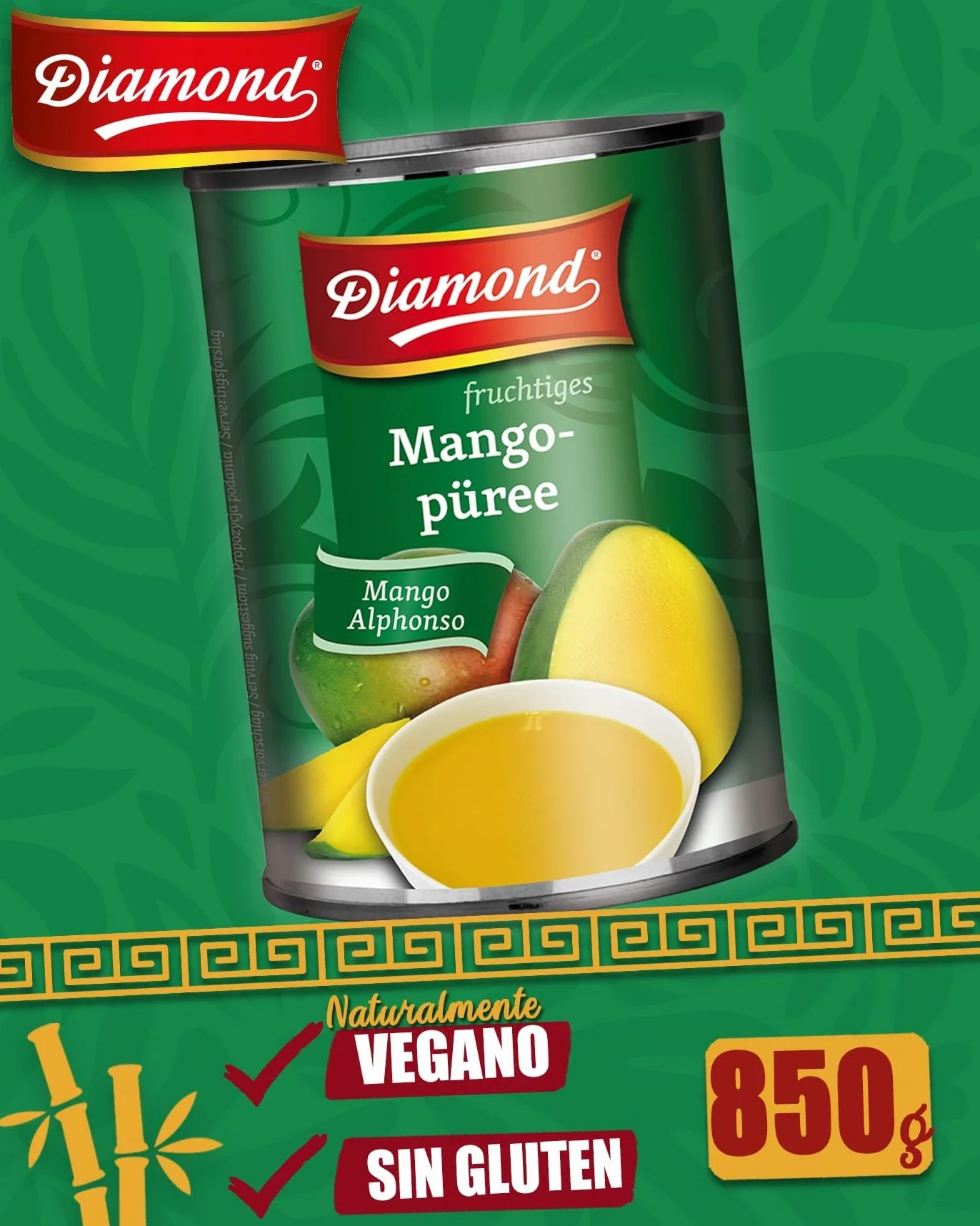 Puré de mango Alphonso 850 g conserva de fruta en lata