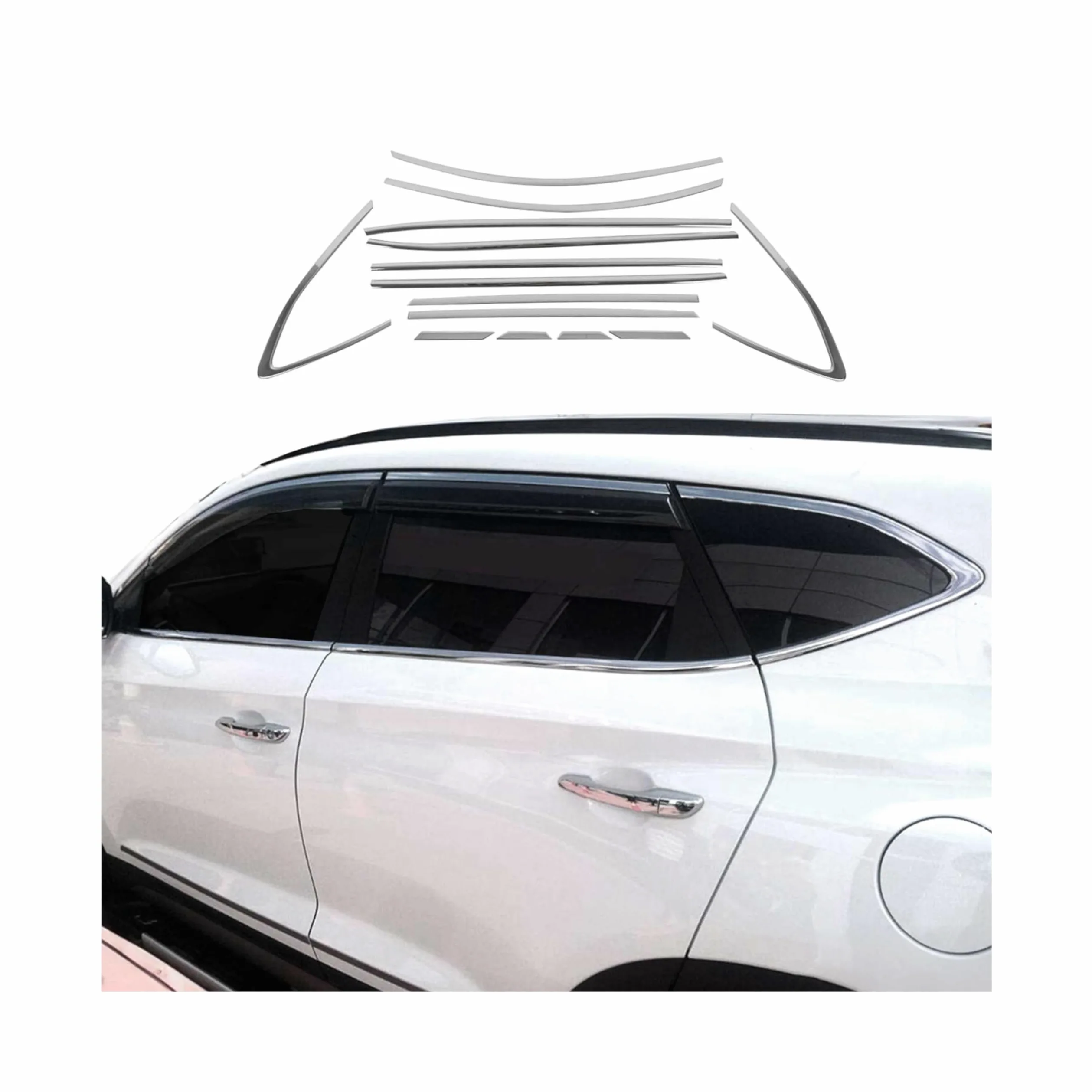 Embellecedores Ventanas Embellecedores Compatible con Hyundai Tucson 2015-2021 Acero INOX Cromado 14tlg