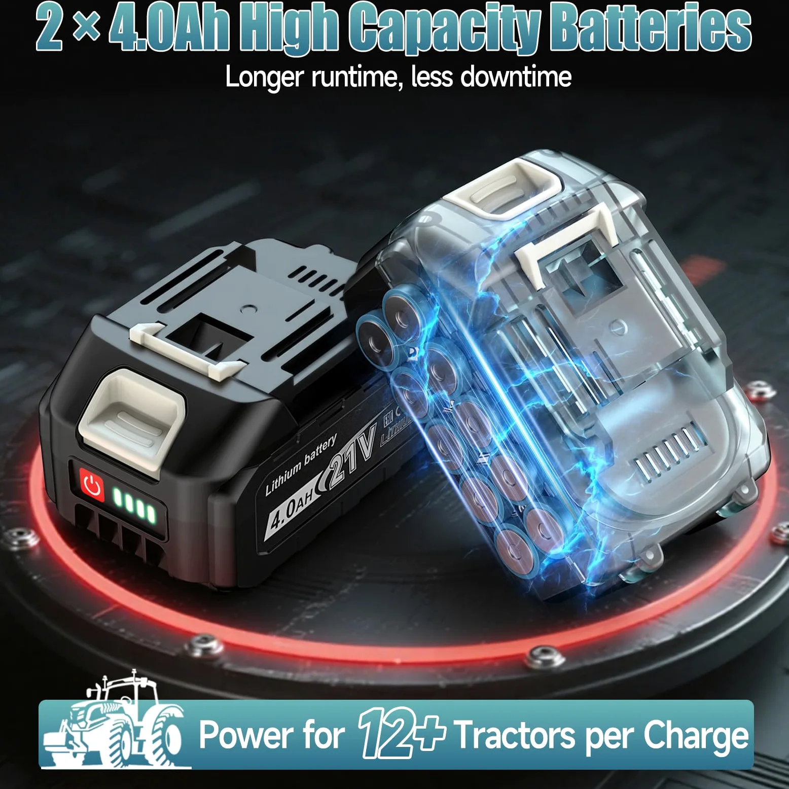 Yofuly 12000PSI Engrasadora Batería Compatible con Makita 18V Baterías, 2 en 1 Pistola Engrasar Eléctrica 5,3oz/min con 2 Baterías de 4,0Ah |Luz LED,Manguera de 1m y 3 Boquilla para Maquinaria Pesada