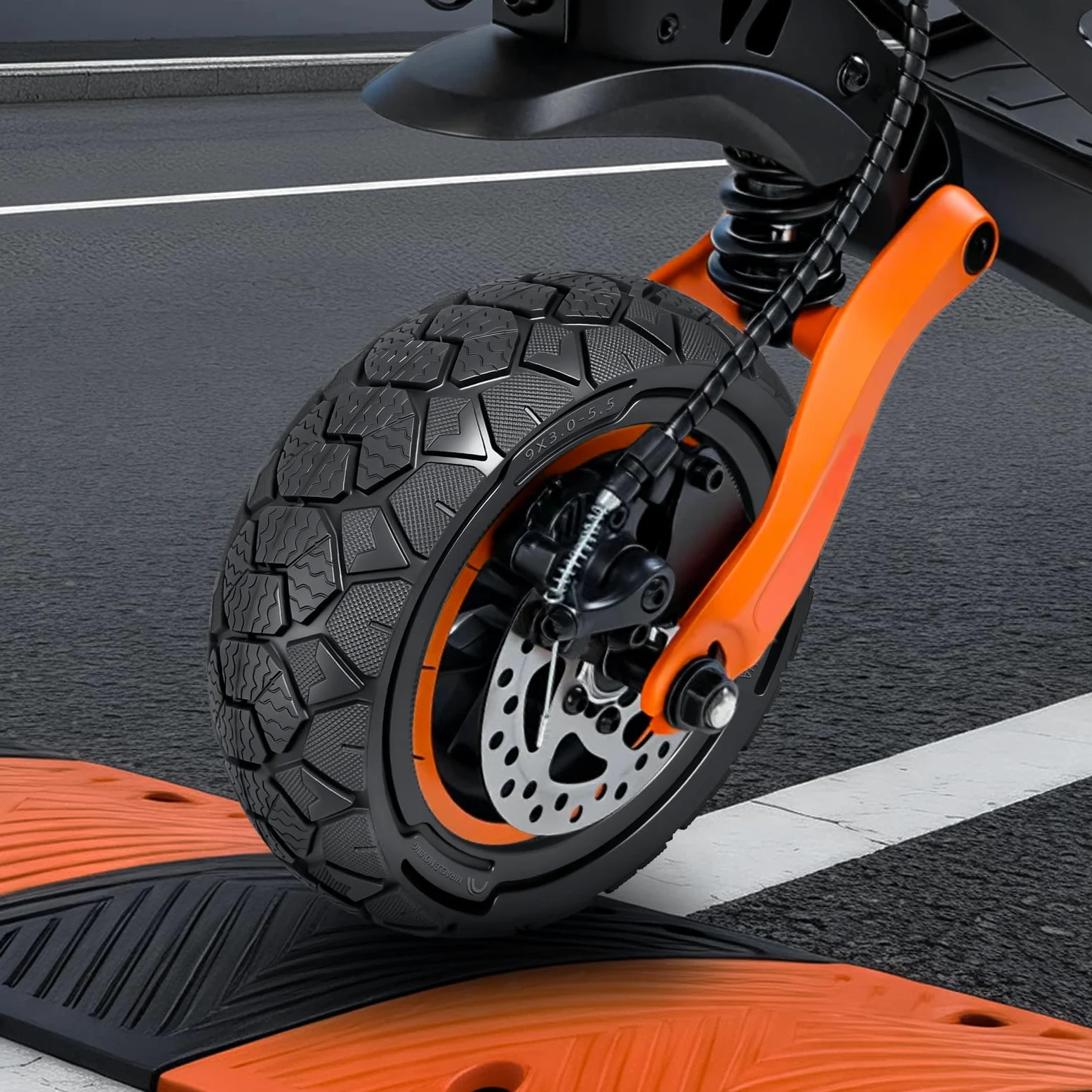 9x3.0-5.5 Neumático Macizo para Kukirin G2 Pro, Zero 10X y Dualtron Eagle Pro Patinetes Eléctricos - Neumático de Repuesto Antideslizante para Nieve Todoterreno, Apto para Nieve (1 Unidad)