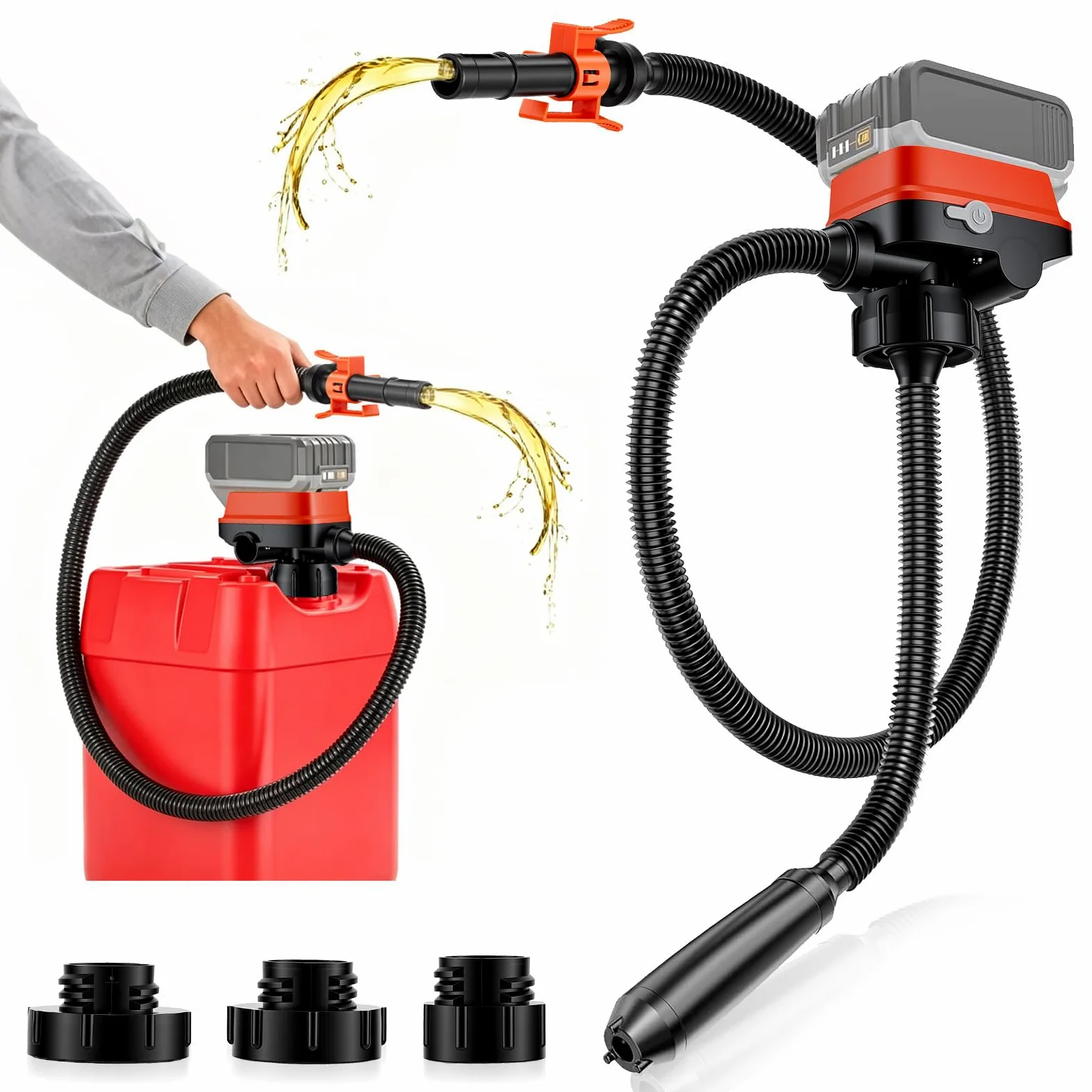 Bomba Combustible Eléctrica con Parada Auto 12L/min, Bomba Eléctrica de Transferencia de Combustible para Gasolina, Diésel y Aceite, Bomba Gasolina Bomba Gasoil para Coche Generador, con 3 Adaptadores