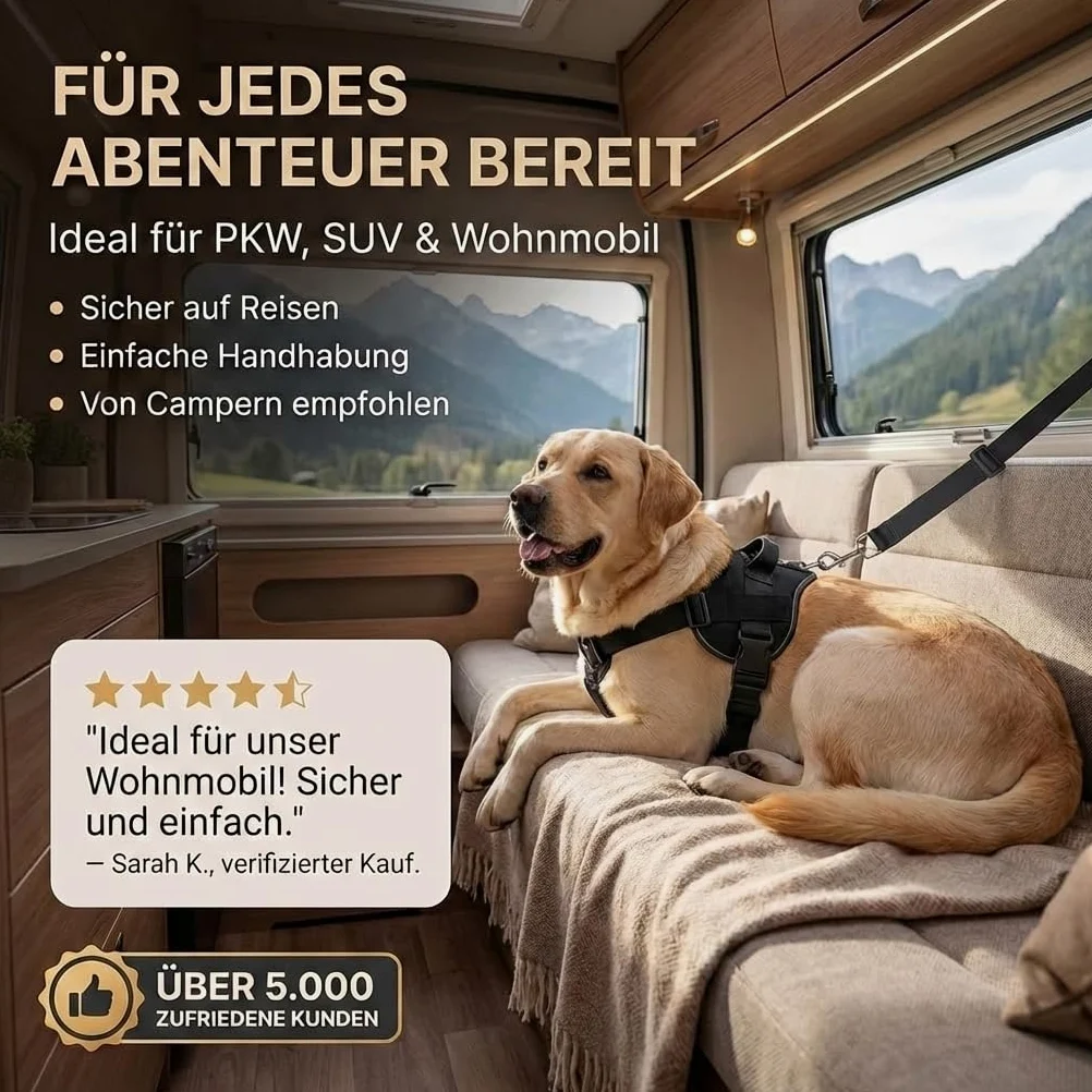 Cinturón de Seguridad Extensible para Perros - para Perros medianos y Grandes - para Coche