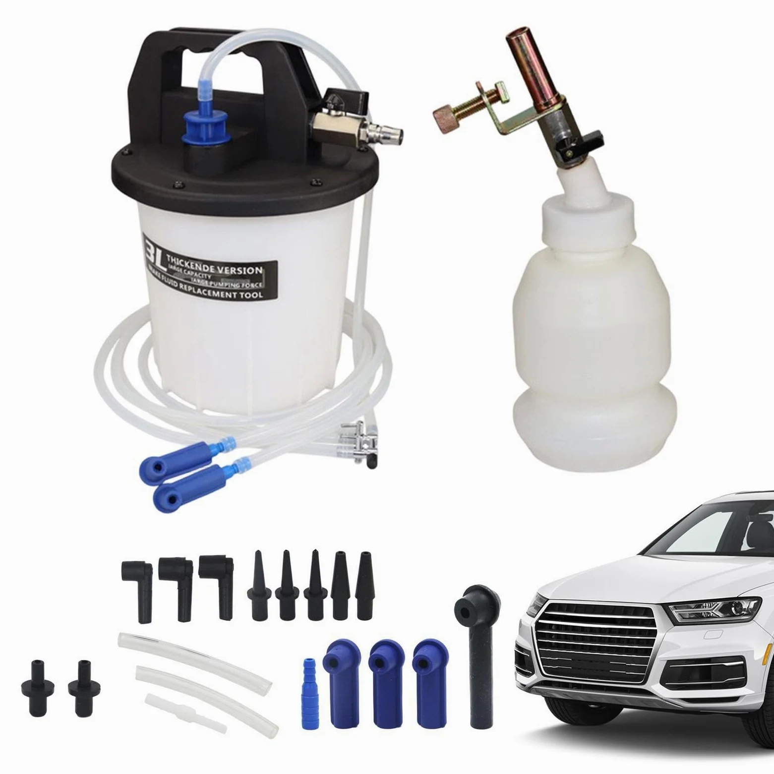 Kit Purgador de Líquido de Frenos Depósito antirretorno de 3L de capacidad | Kit Extractor Fluido Frenos para Reparación Vehículo Para Mecánicos de Coche, Mantenimiento y Garaje