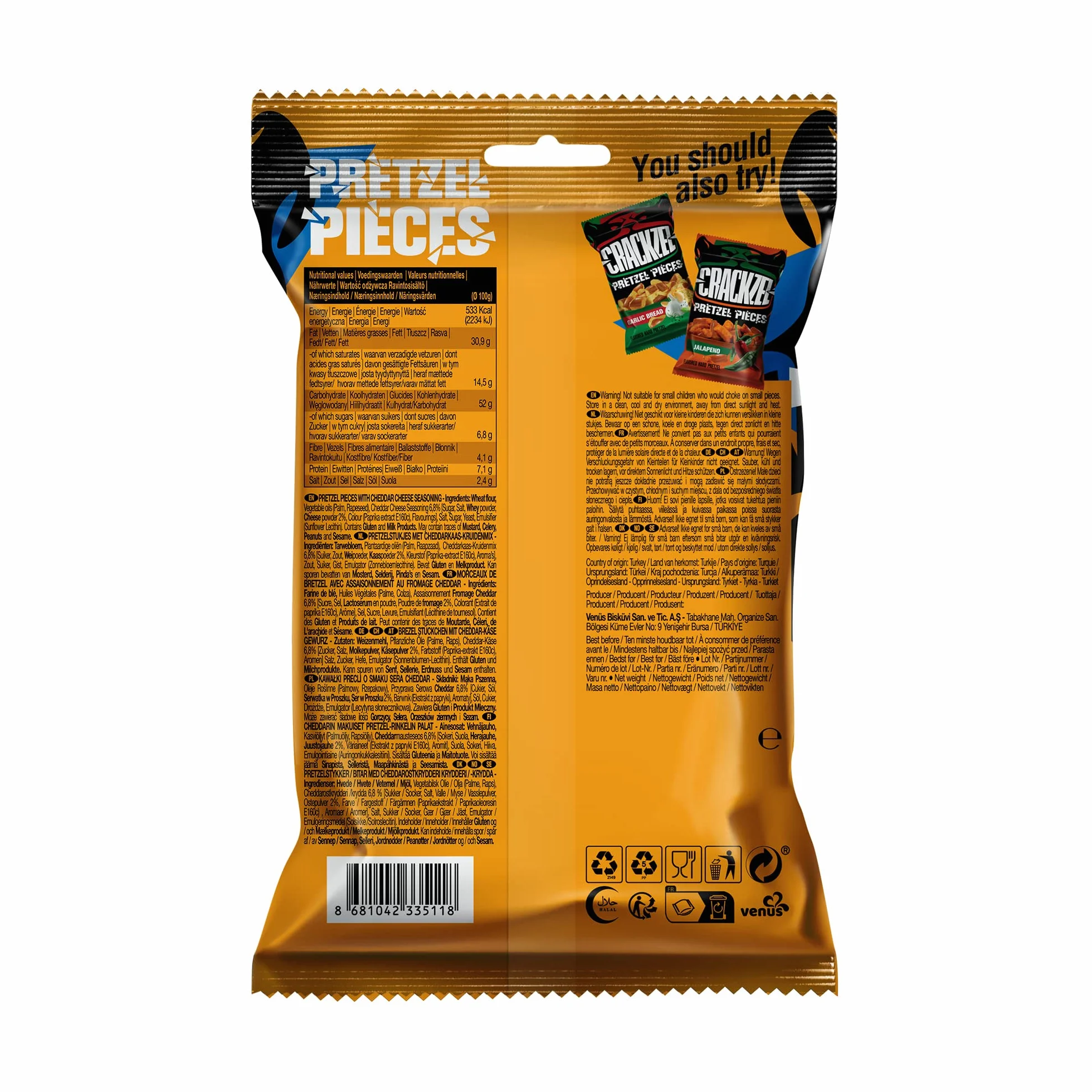 Crackzel Cheddar Cheese Pretzel Pieces 24 x 85 gr