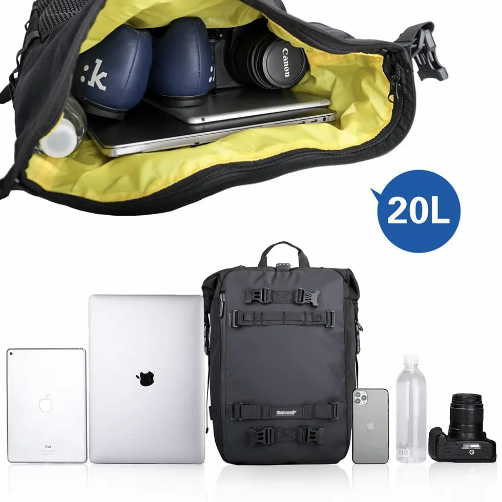 Rhinowalk Bolsa de alforja multifuncional, impermeable, 20 L, para asiento trasero de motocicleta