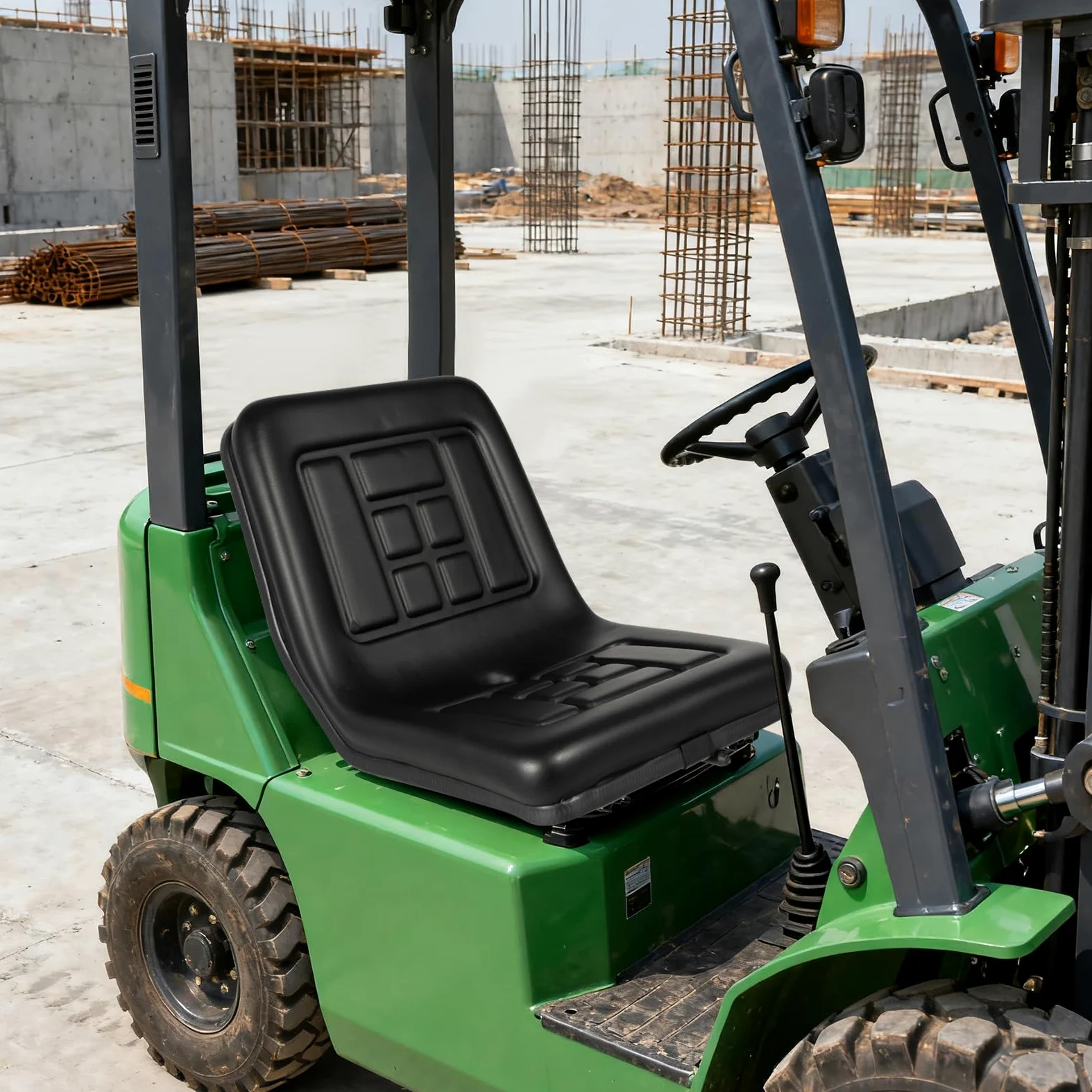 Asiento de tractor de alta elasticidad, asiento ergonómico cómodo para maquinaria agrícola, PVC y hierro, transpirable, ajustable (15 cm), capacidad de carga 100 kg
