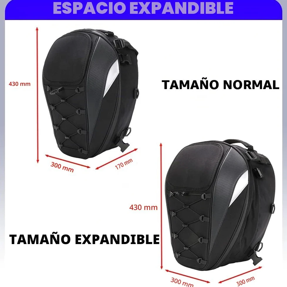 JFG RACING Bolsa Asiento Trasero Moto,Mochilas Moto,Bolsa de Almacenamiento Trasero Doble Uso para Maletas y Casco Bolsas Universales para Motocicleta