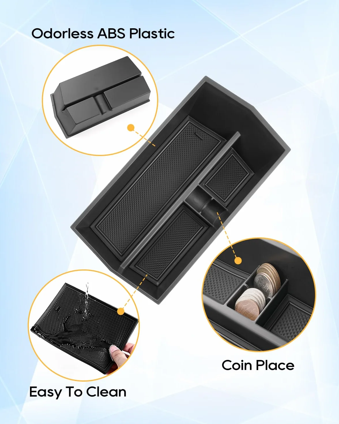 LFOTPP Caja de almacenamiento para consola central compatible con Peugeot E-3008 E-5008 EV GT Allure 2024 2025, E3008 P64, organizador de reposabrazos, bandeja para reposabrazos central, guantera