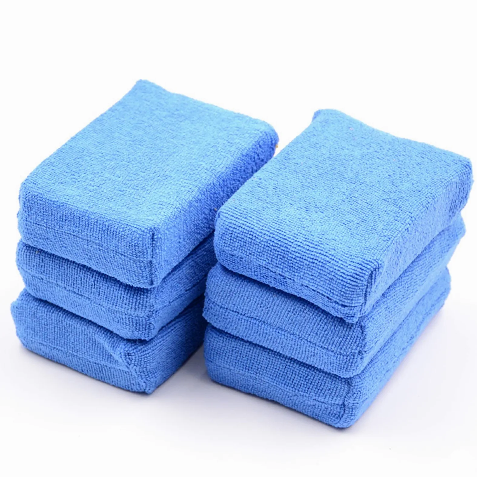 TRUSTTWO 6pcs Cuidado de Pintura for automóviles Premium Grado Microfibra Aplicadores Sponges Paños Microfibra Cera Pulido Detalle Detalles Lave Azul The New