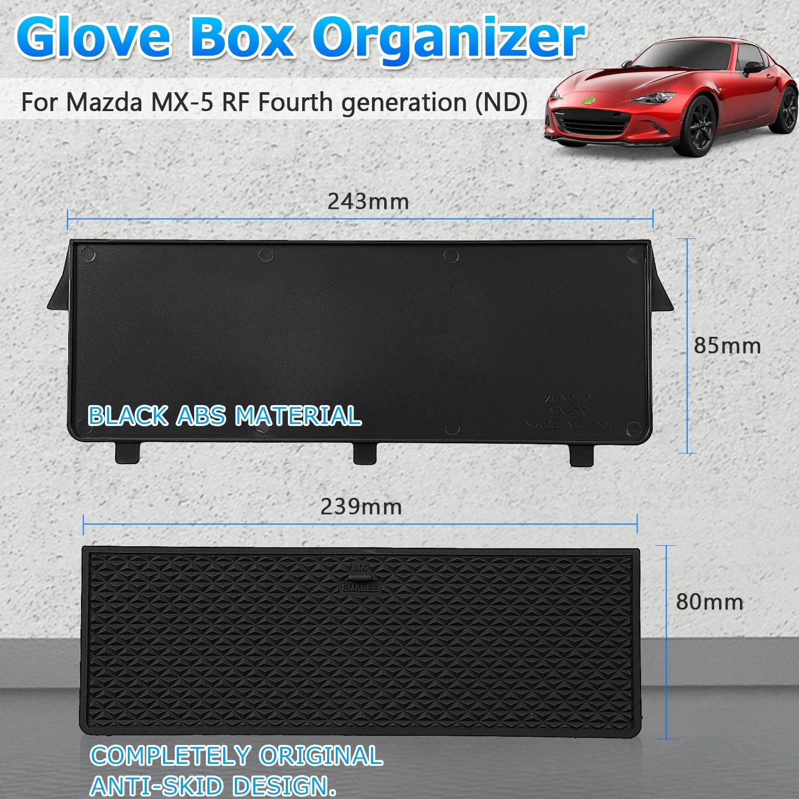 Autorder Organizador de Consola Central para Mazda MX-5 RF Miata 2016-2022 2023 2024, Accesorios Interiores, guantera, Bandeja de inserción, Panel de partición