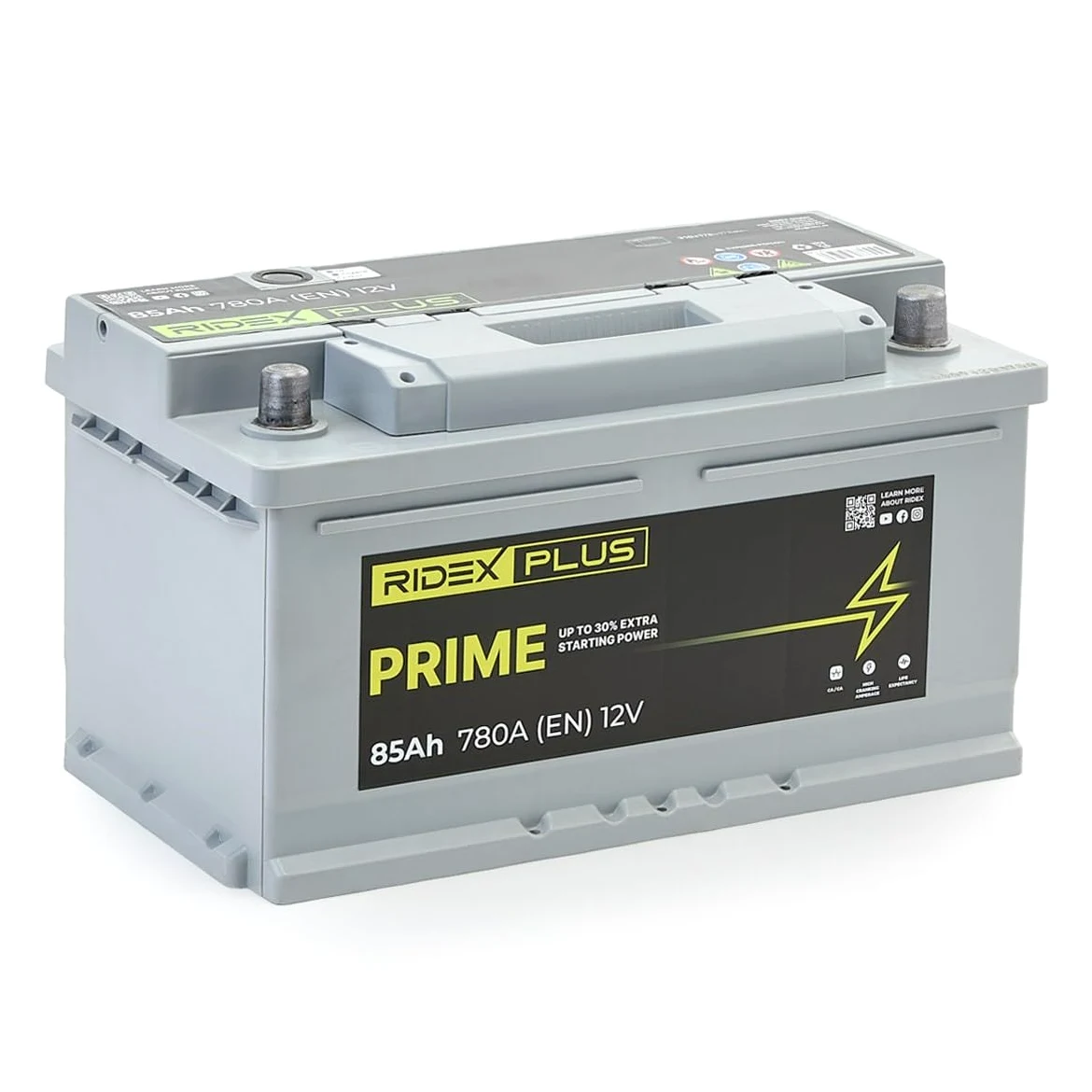RIDEX PLUS 1S0027P Prime Batería Coche 85Ah 780A 12V B13 DIN/ISO LB4 Baterías de Arranque de 80Ah 75Ah 70Ah Compatible con FORD Fiesta Mk6 Hatchback CB1, CCN, JA8, JR8 MONDEO IV Turnier BA7, AUDI, VW