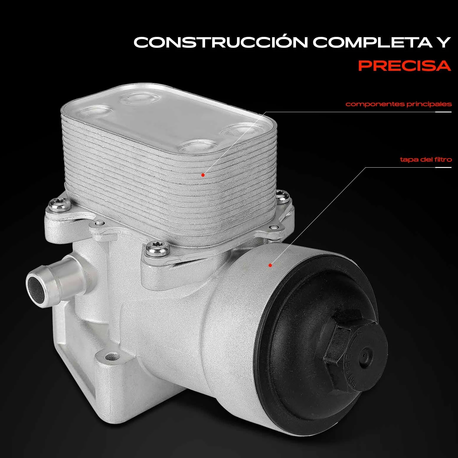 Frankberg Enfriador de aceite de motor con carcasa de filtro de aceite | 03L115389C; Compatible con: A1 Sportback 8XA 8XF, CC 358, Escarabajo 5C1 5C2, TT 8J3, O.c.t.a.v.i.a II Combi 1Z5