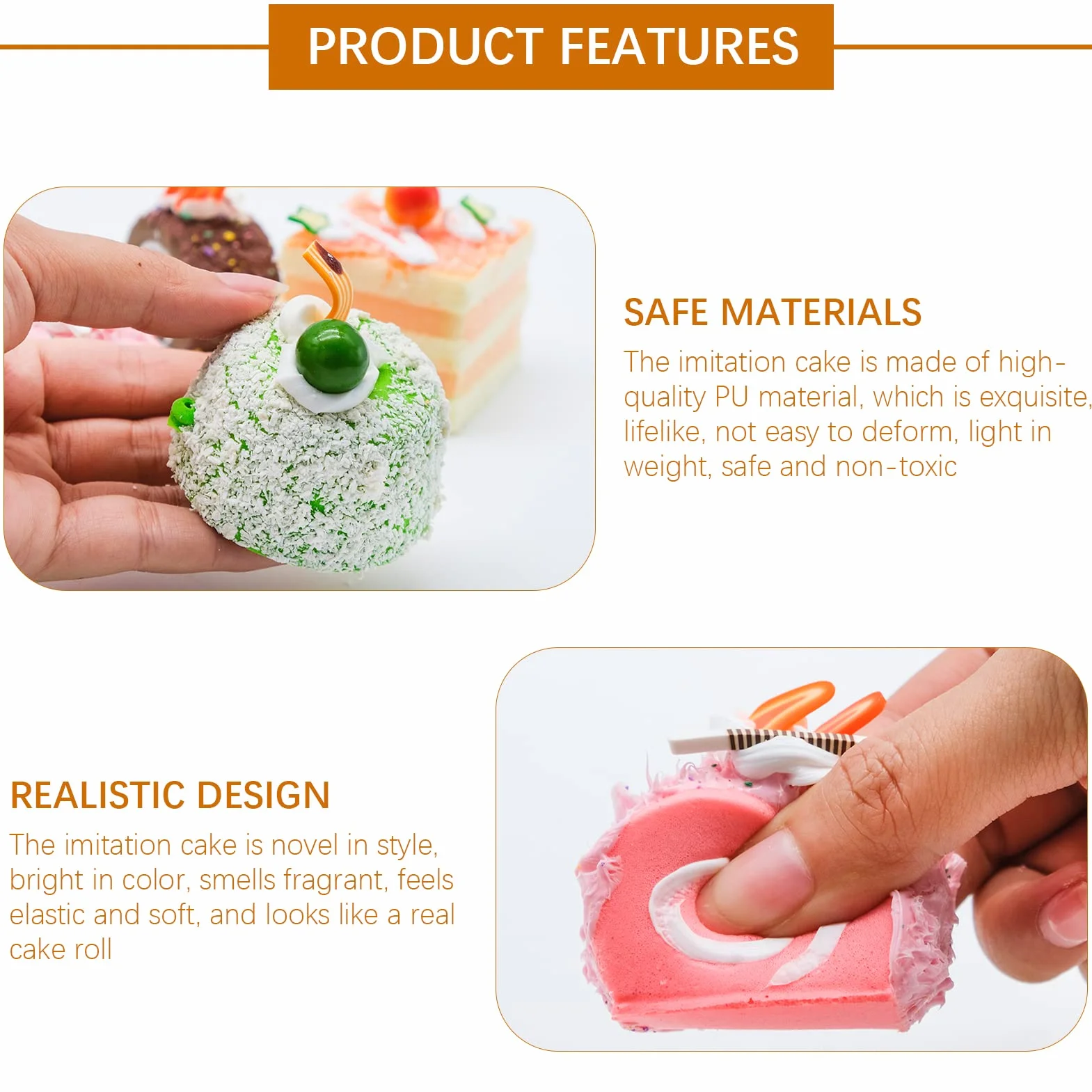Realista Simulación de Pastel Artificial, 5 Piezas Modelo de Comida