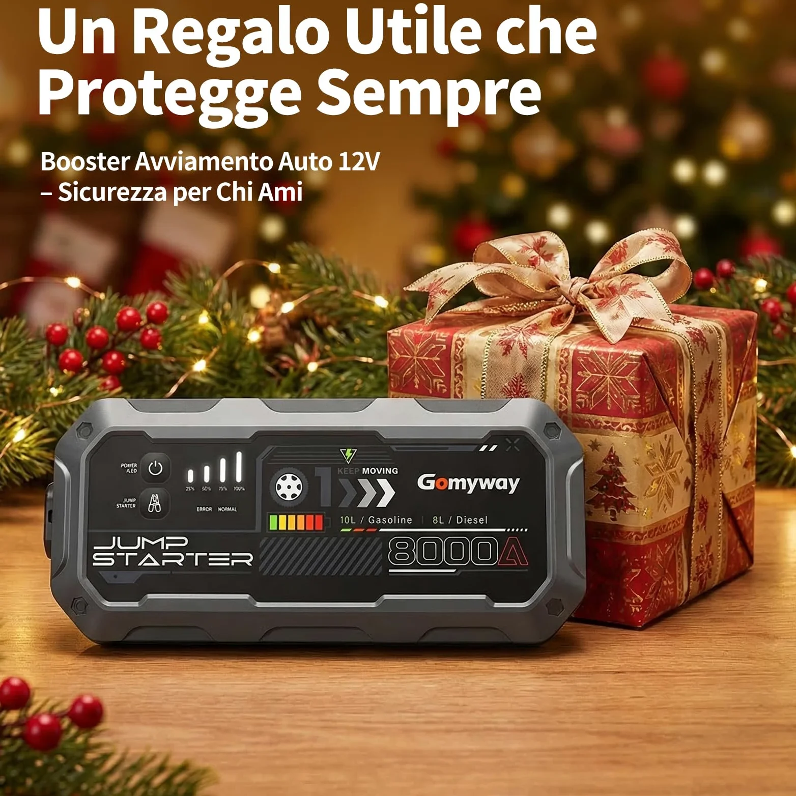 Arrancador de batería de coche 8000 A 26800 mAh, 12 V para coche hasta 10,0 l gasolina/8,0 l diésel, arrancador de batería portátil Jump Start con LED/LCD Booster Arranque