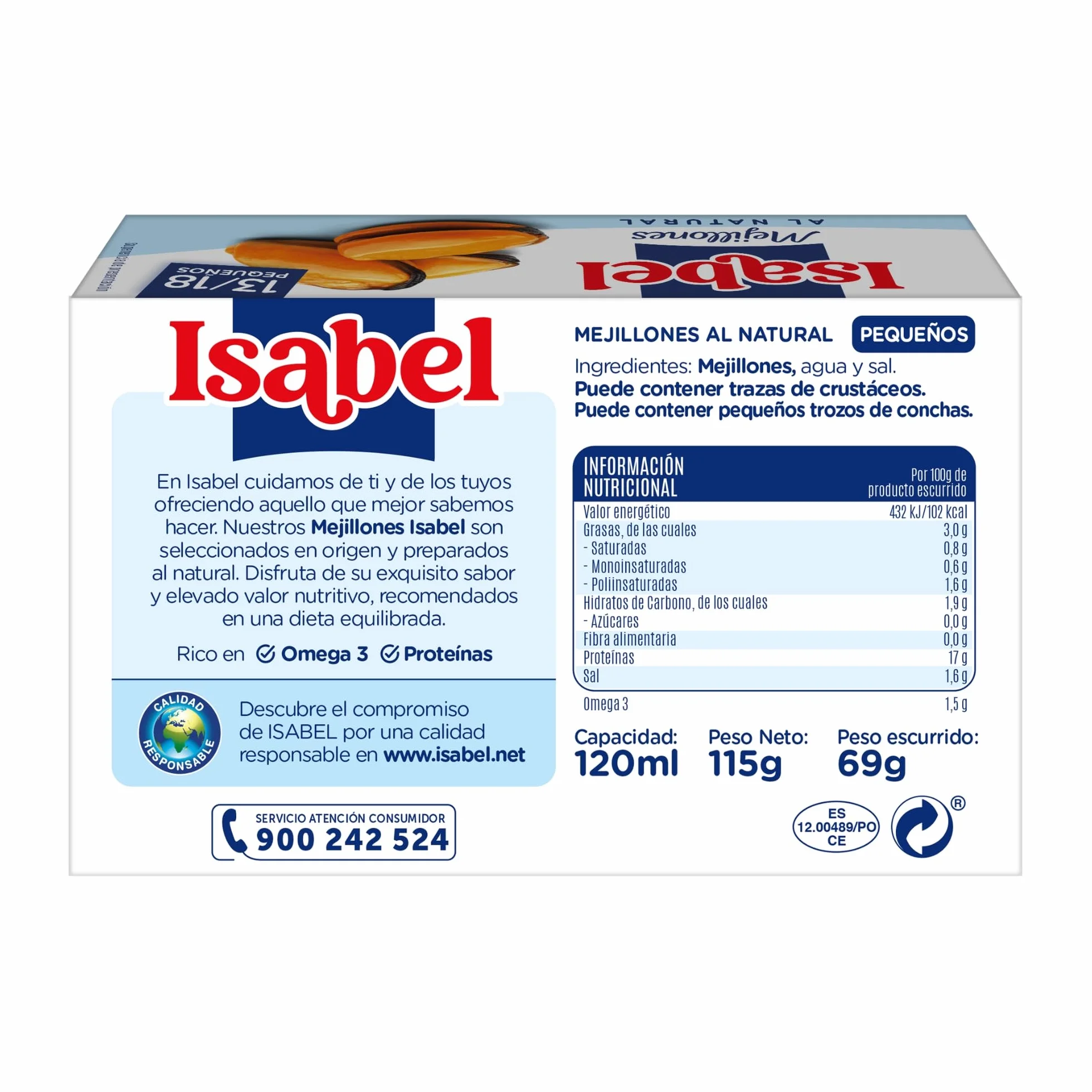 Isabel Mejillones al Natural 13-18 piezas Pack de 5