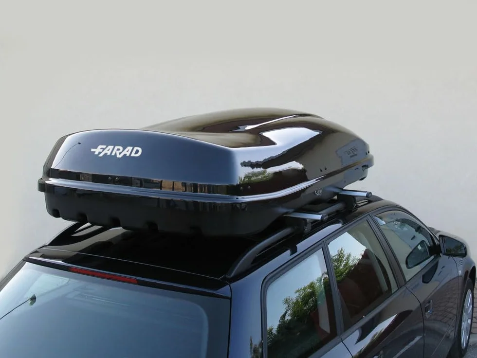 Farad Cofre de Techo Marlin 680L Negro Brillante - Doble Apertura Lateral, Homologación TÜV-GS, Garantía 5 años, Cerradura centralizada con Llave de Seguridad, Resistente a los Rayos UV