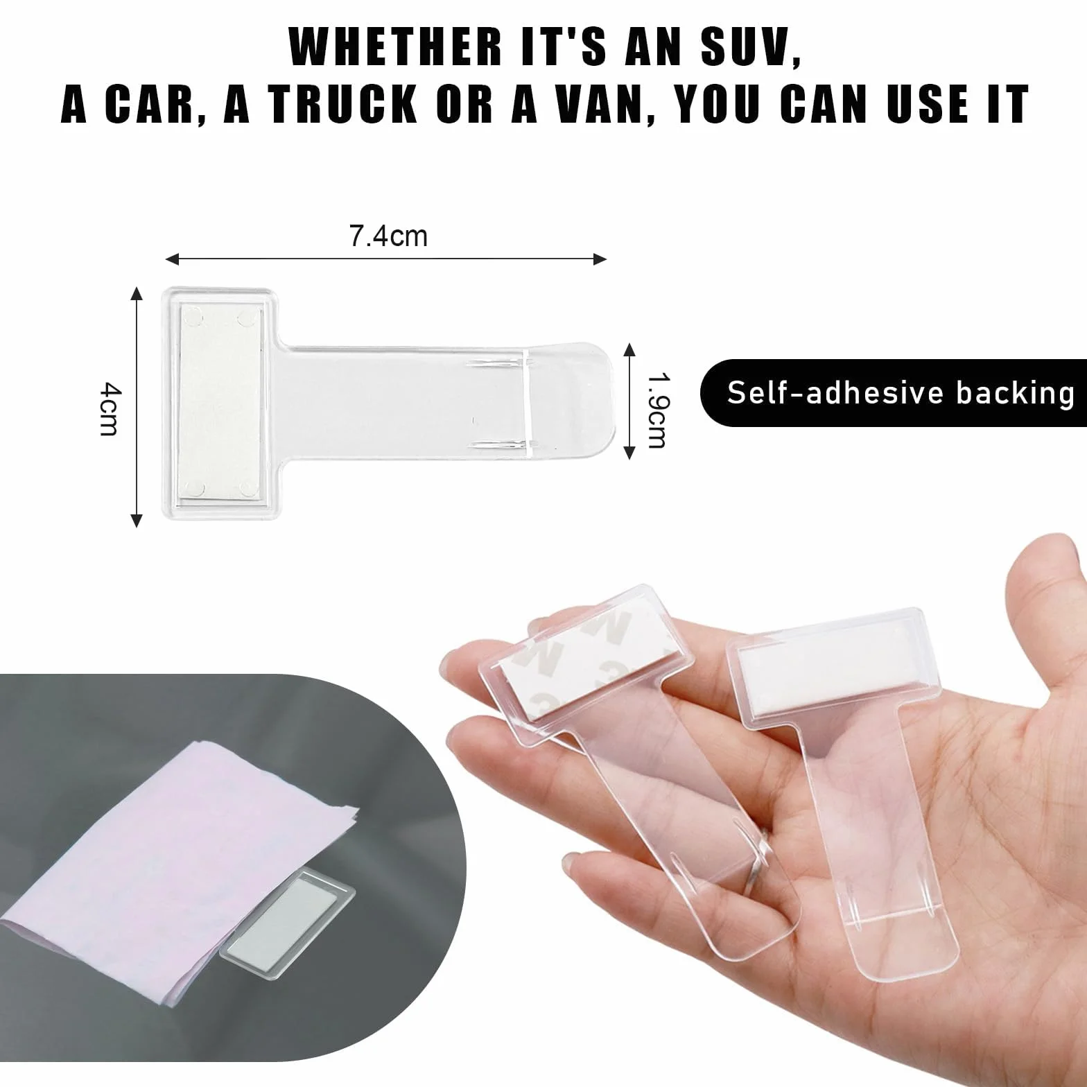 6 Piezas Clip para Boletos de Parabrisas, Autoadhesivos Car Ticket Holder, Transparentes Soportes para Billetes de Aparcamiento, para Ticket de Coche, Permisos de Estacionamiento