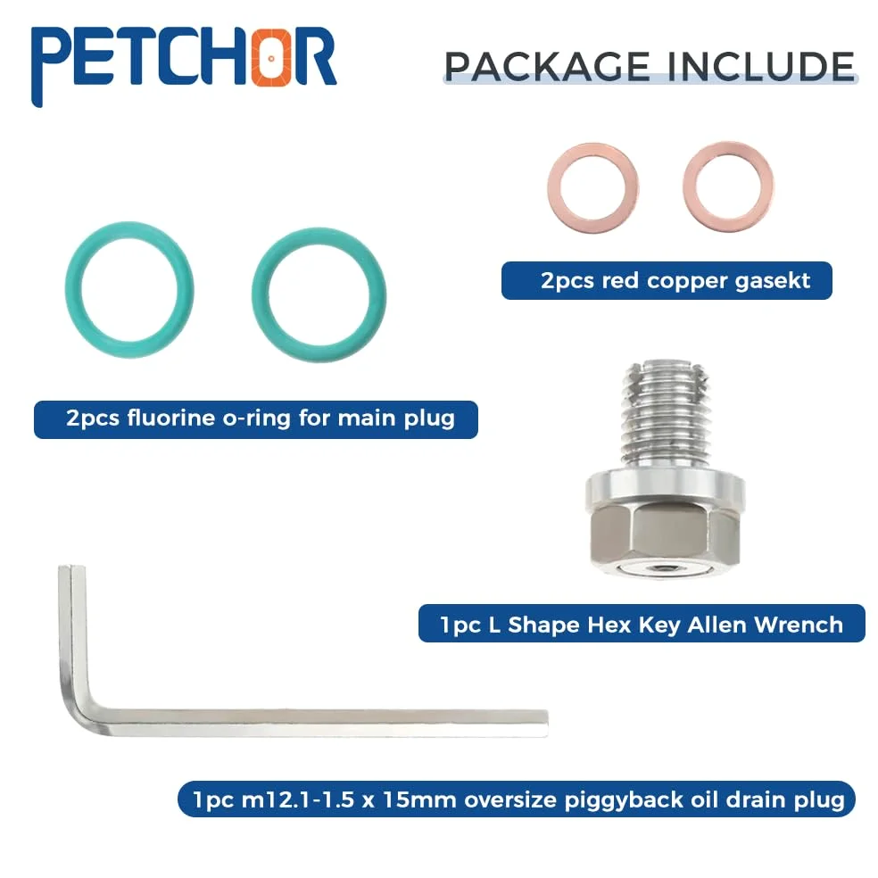 M12.1-1.5 x 15 mm, tapón de drenaje de aceite de gran tamaño, kit de reparación de rosca de cárter de aceite autorroscante, de acero inoxidable, con junta tórica