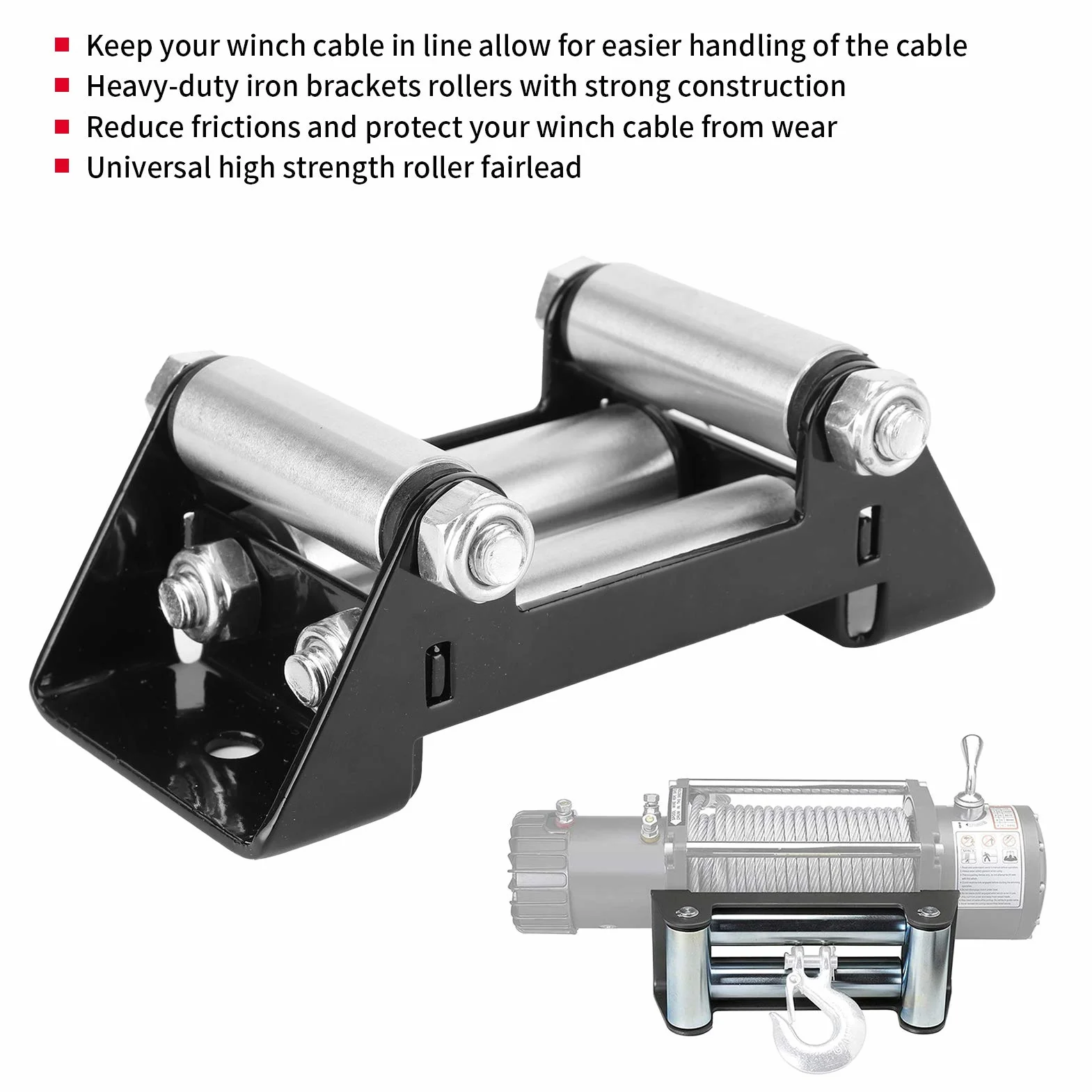 Lado a Lado Winch Cable Roller Fairlead Heavy Duty 125 Mm/5 Pulgadas Diatance Universal
