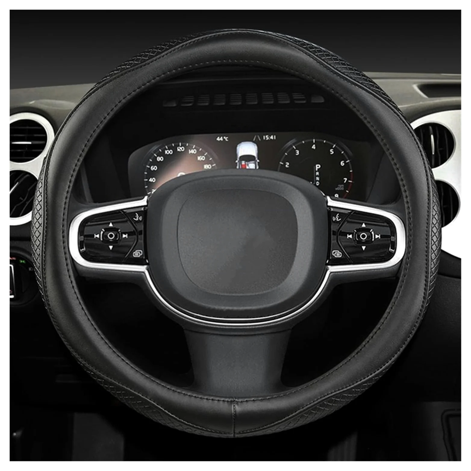 Protector para Volantes para Volvo XC40 para XC60 para XC90 V40 para S90 S80 para S60 S40 Funda Volante Cuero Genuino 38 Cm Y 15 Pulgadas, Antideslizante(Negro)