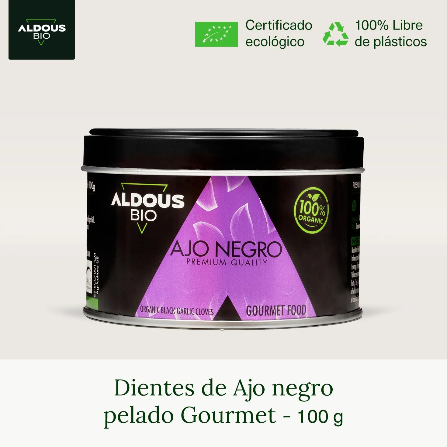 Ajo Negro Ecológico Español Dientes Pelados Gourmet Libre de Plástico