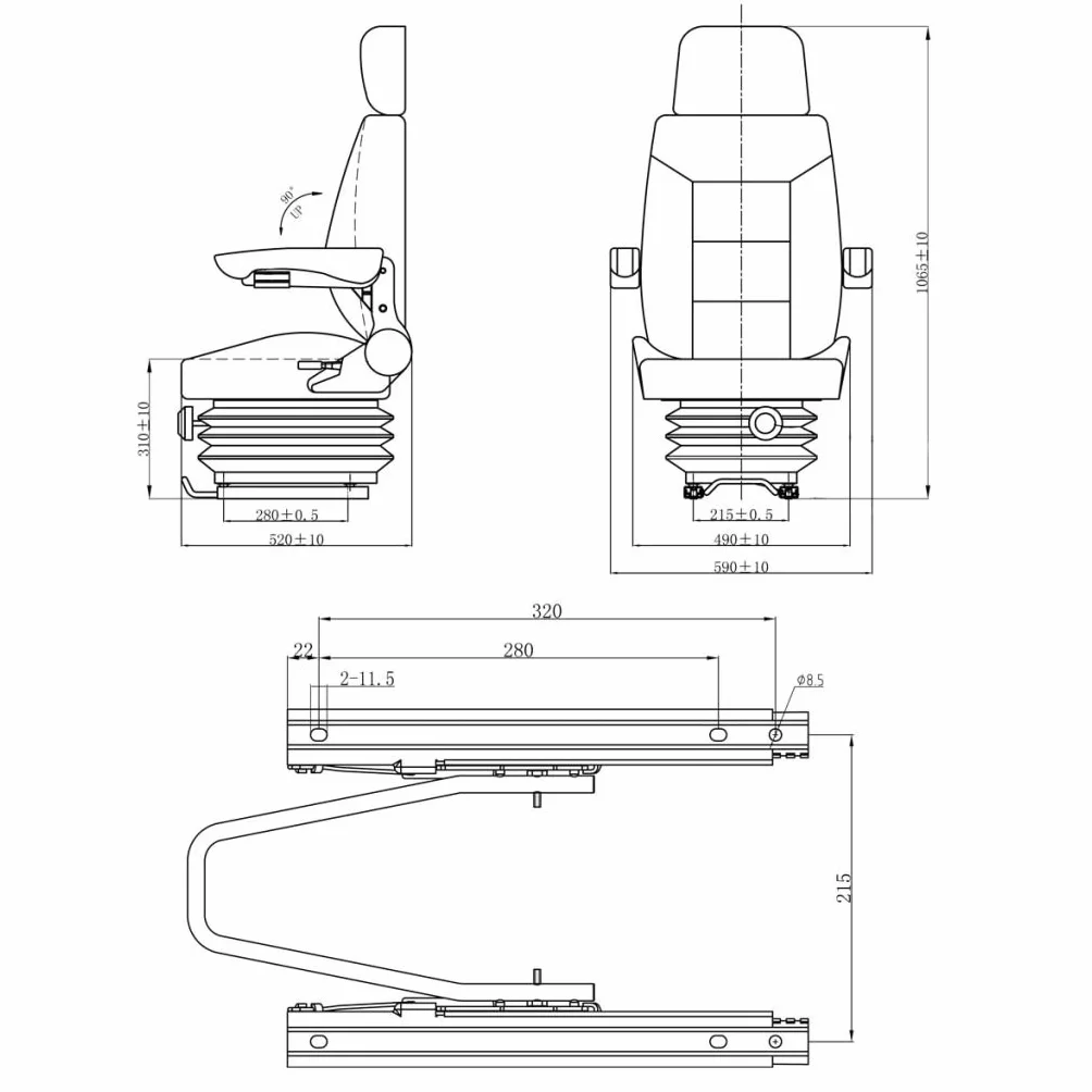 Asiento de Tractor con suspensión, Asiento Tractor, Acesorios Tractores