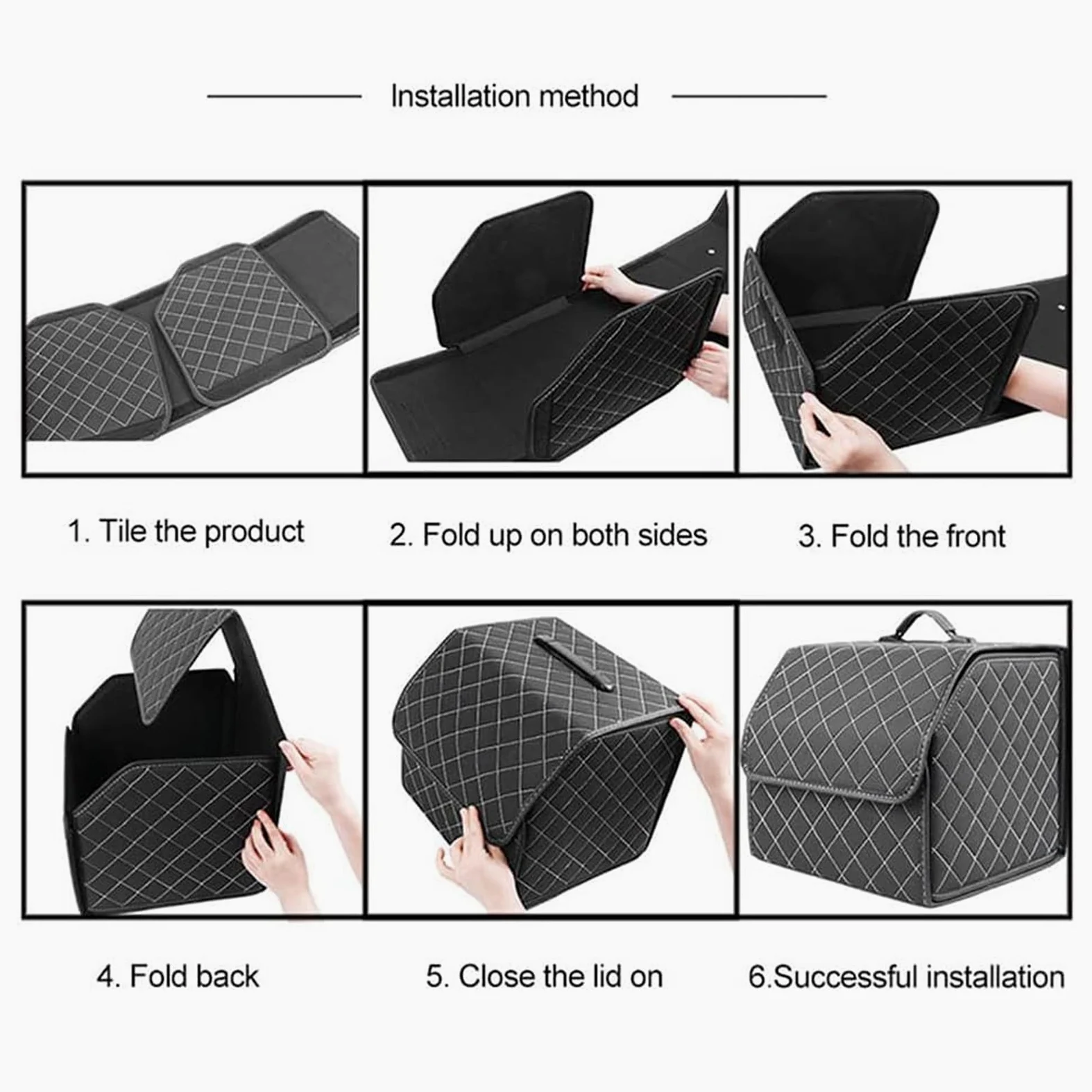 Organizador Maletero Coche, para Renault Clio 4 2014-2019 Caja Almacenamiento Plegable Bolsa Organizadora Cuero PU Impermeable Compartimentos,B-L