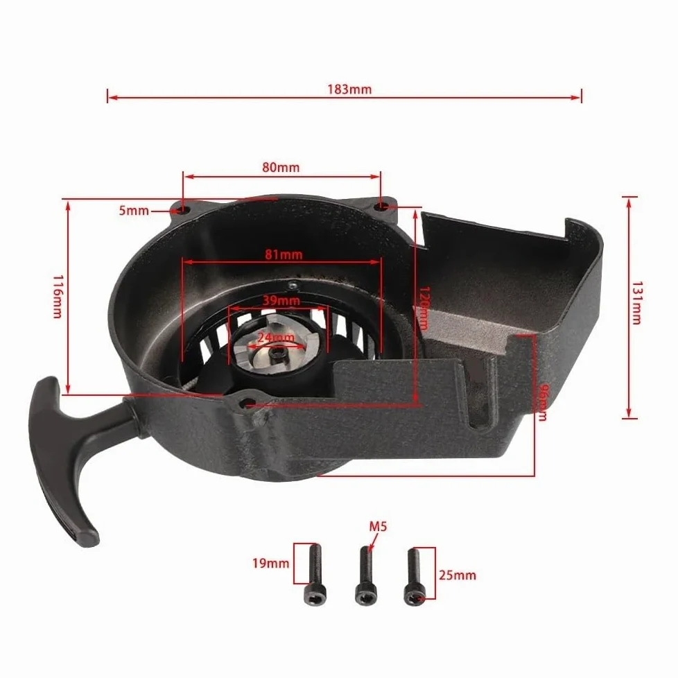 Motor de Retroceso de Bicicleta de Bolsillo de 47cc y 49cc, arrancador de tracción, Volante magnético Apto for MiN Moto Scooter de 2 Tiempos, Piezas de ATV Quad Dirt Bike for niños(B-Pull Starter)