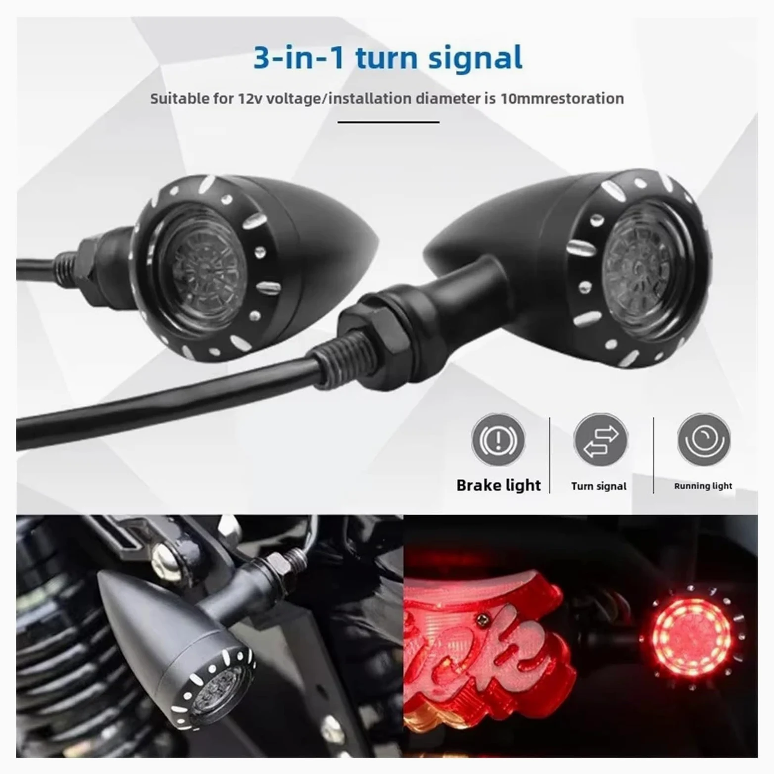 Luces Intermitentes LED Delanteras y traseras universales M10 de 12 V para Motocicleta, compatibles para Hon&da para Har&Ley Lámpara traseras