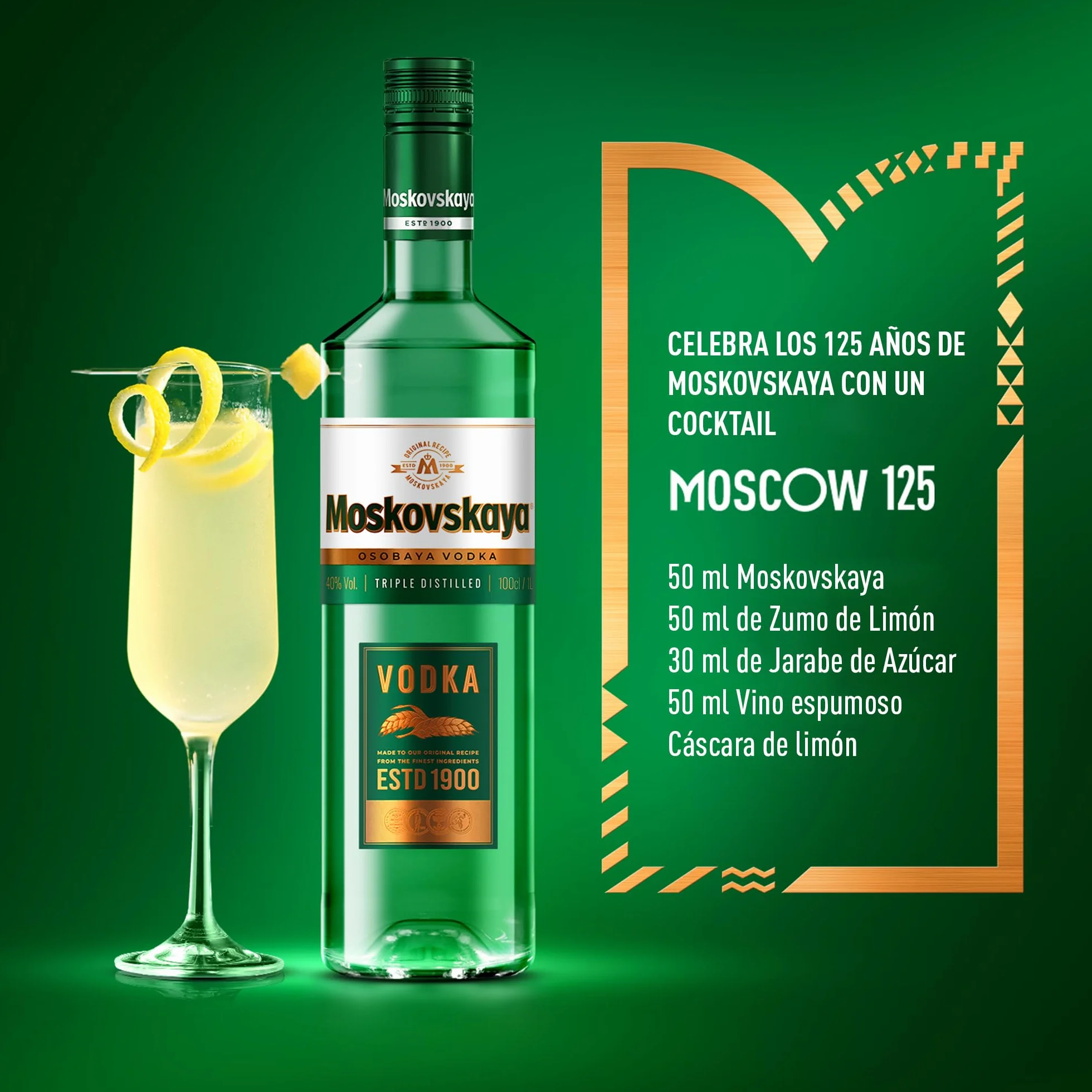 Moskovskaya Osobaya Vodka 100cl 38% Vol Destilada con ingredientes naturales