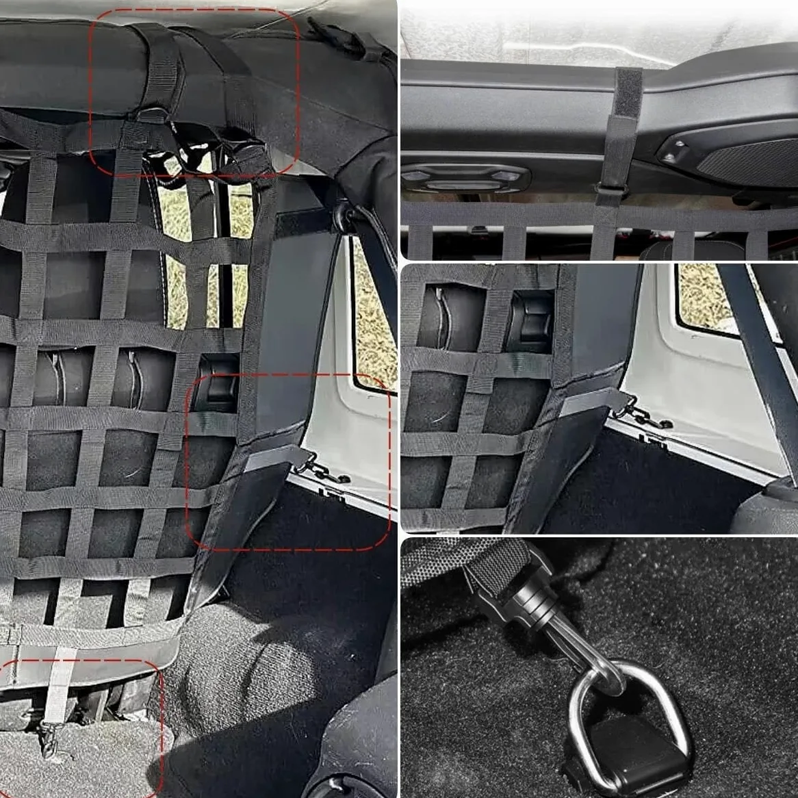 Red de Almacenamiento Red De Aislamiento para Maletero Coche Barrera Protectora para Perros Malla Divisora Seguridad para Jeep para Wrangler JK JL 2007-2023