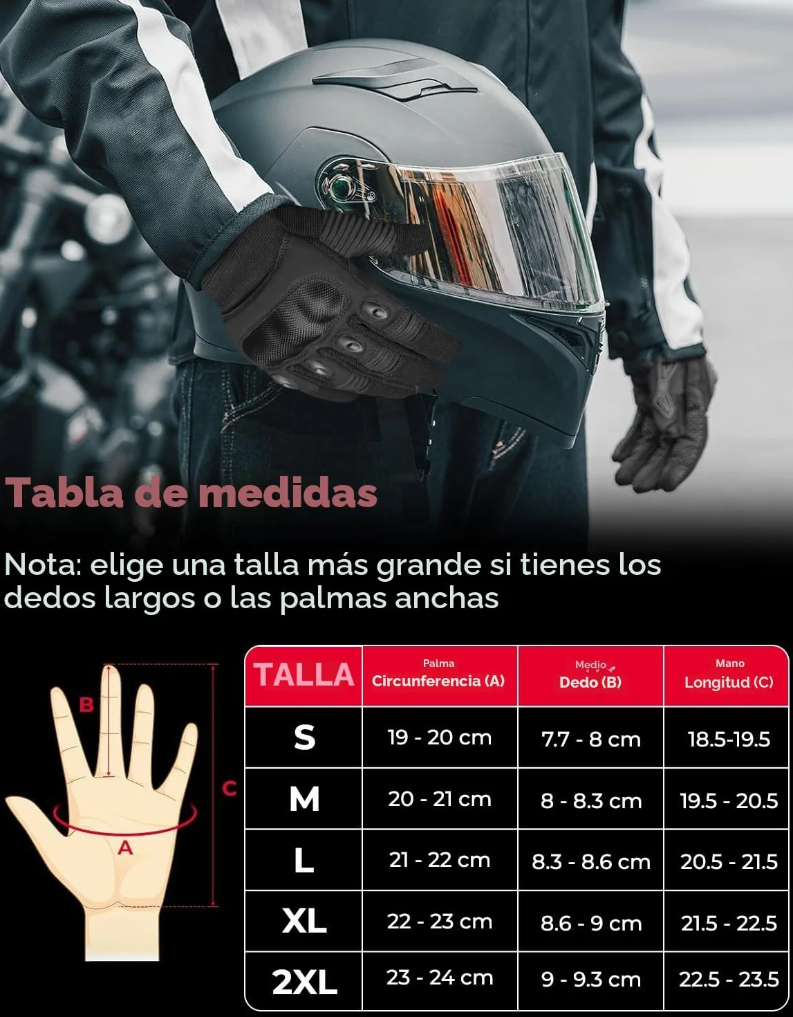 WESTWOOD FOX WFX Guantes de motocicleta táctiles dedo completo para hombres y mujeres