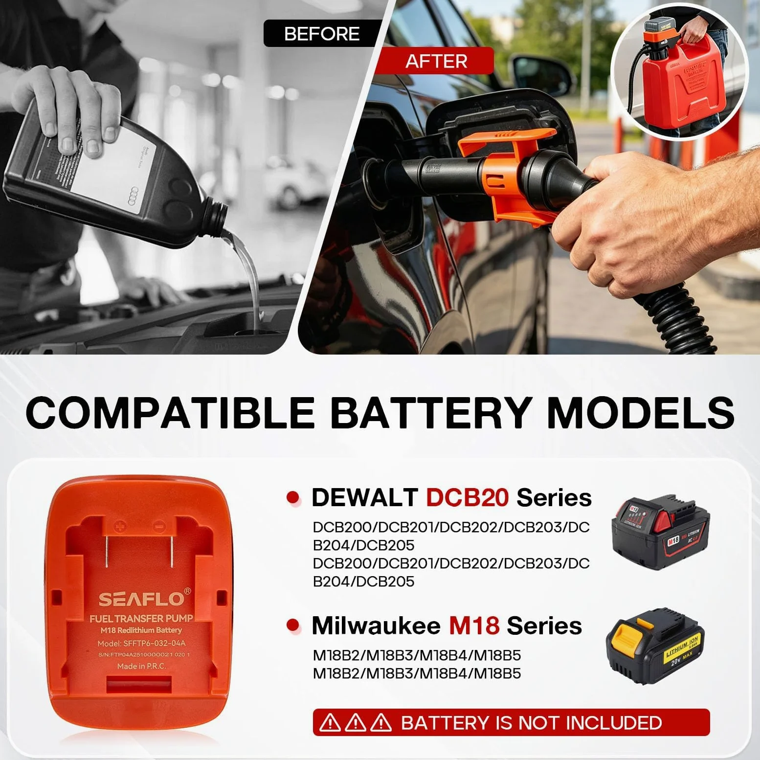 Bomba Combustible Eléctrica con Parada Auto 12L/min, Bomba Eléctrica de Transferencia de Combustible para Gasolina, Diésel y Aceite, Bomba Gasolina Bomba Gasoil para Coche Generador, con 3 Adaptadores