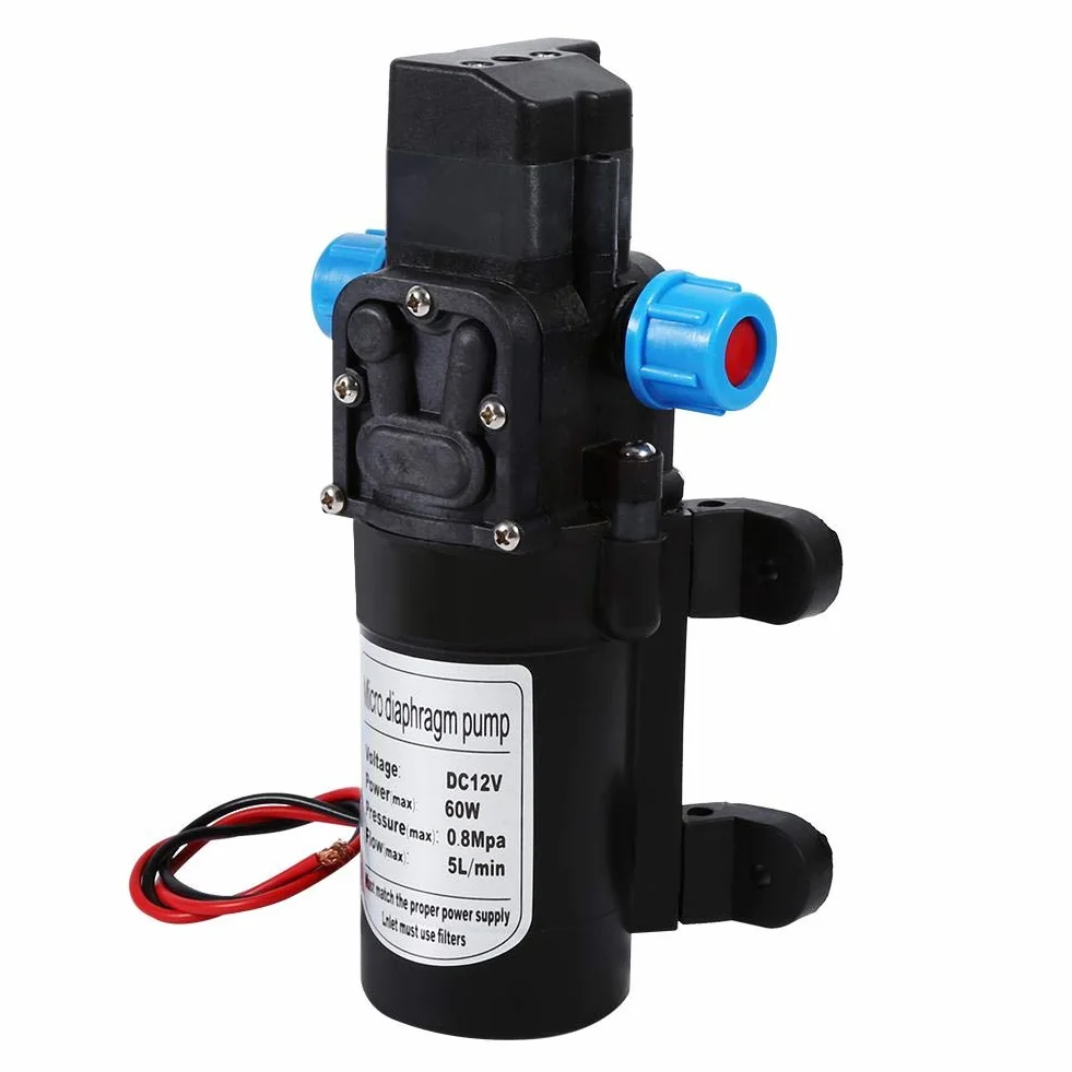 Bomba de agua autocebante de alta presión DC 12 V automática para autocaravanas, barcos, caravanas y jardín, bomba de agua para lavado (60 W, 5 l/min)